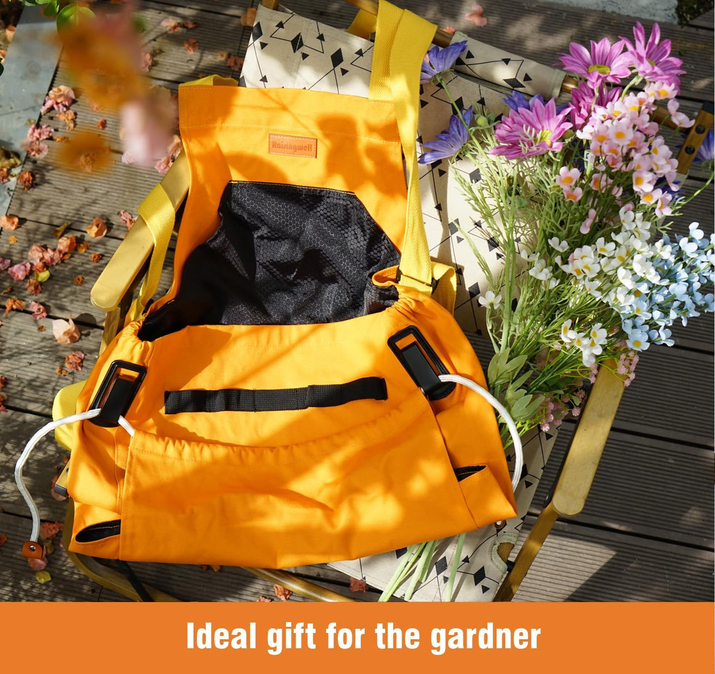Gardening Apron with Pockets for Women, Adjustable, Washable, Garden Harvest Pouch with Quick Release Pockets