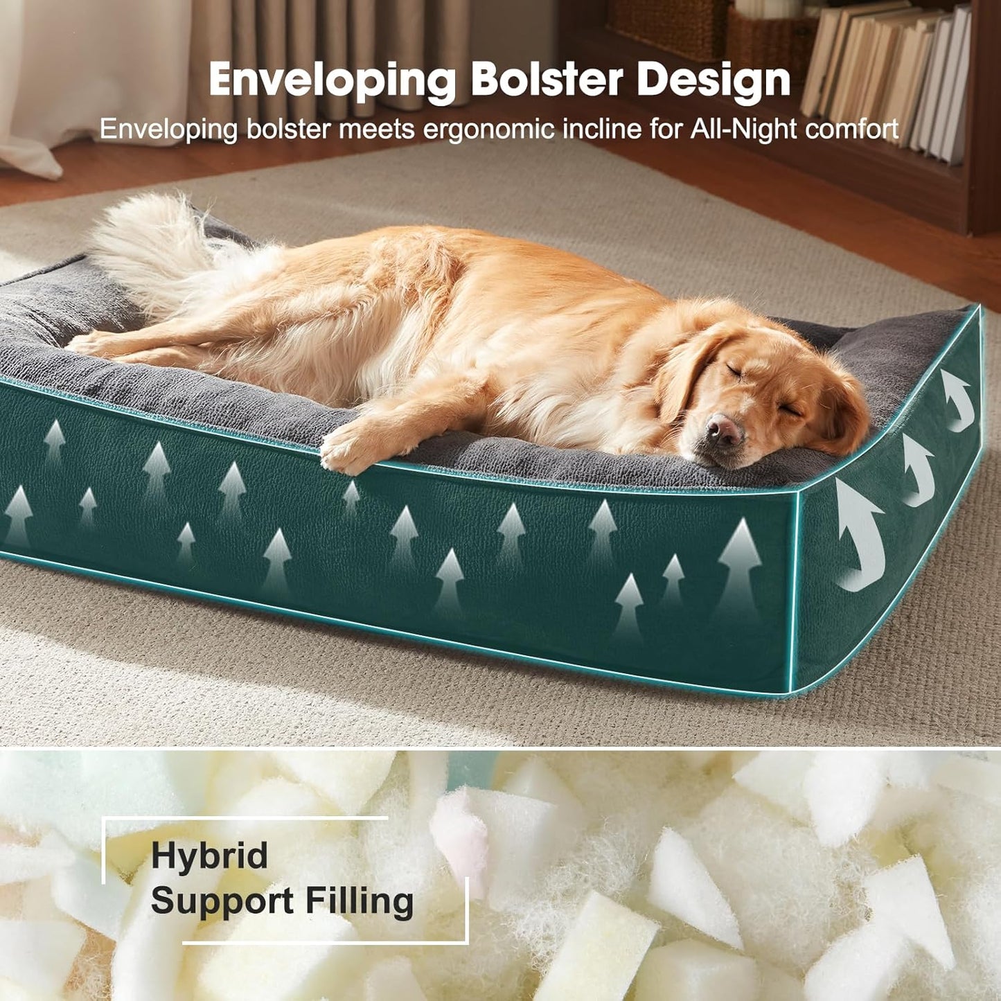 FURTIME Orthopedic Dog Bed Medium Size Dog, Extra Thick Supportive Comfort Pet Sofa, Ergonomic Slant Dog Couch Bed with Removable Washable Cover, Ultra Soft Surface & Non-Slip Bottom, Grey, 35"