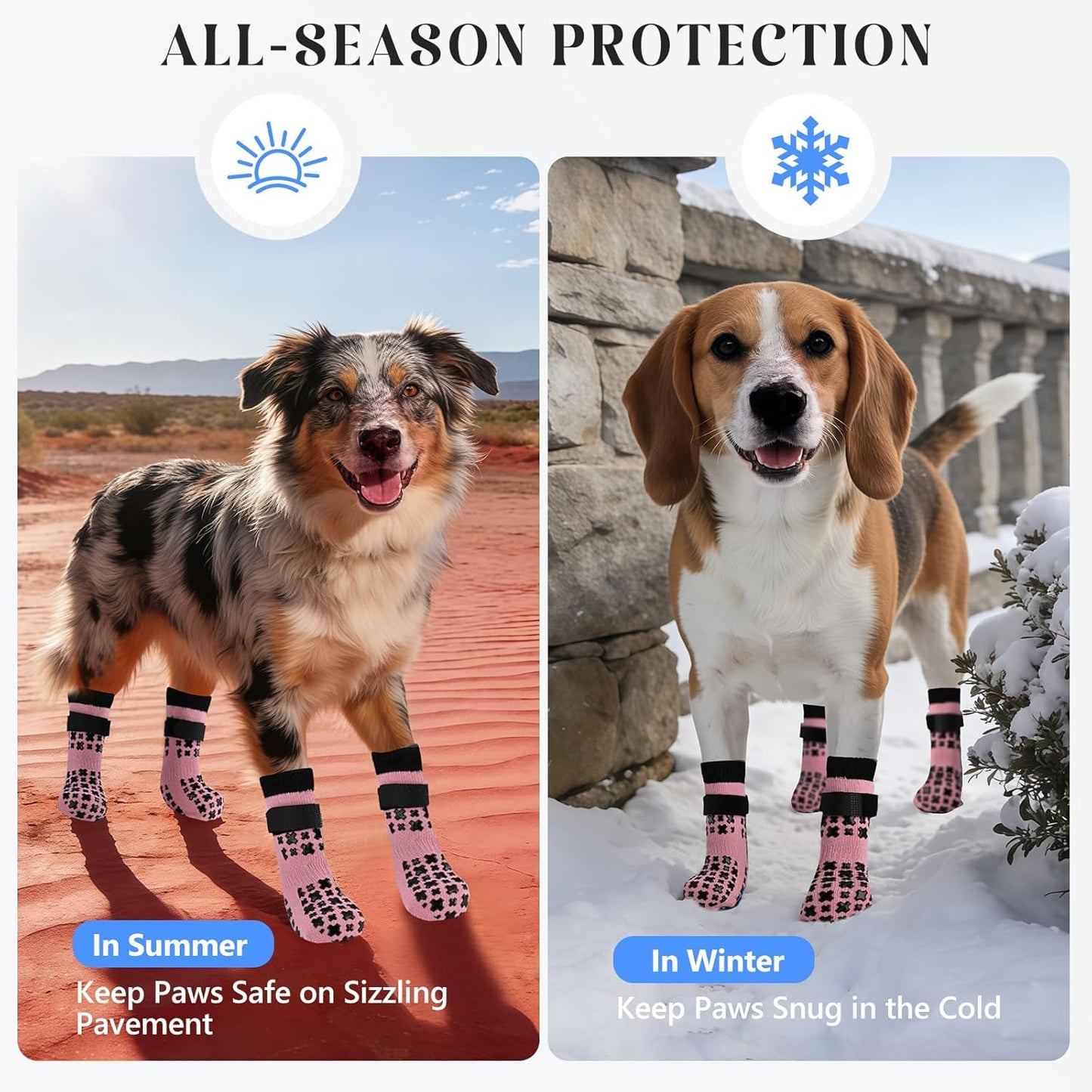 Non-Slip Dog Socks for Hardwood Floors Anti Slip Double-Sided Grippy Socks for Senior Dogs to Prevent Licking Paws, Scratching & Hot Pavement Premium Dog Paw Protector with Grippers Pink L