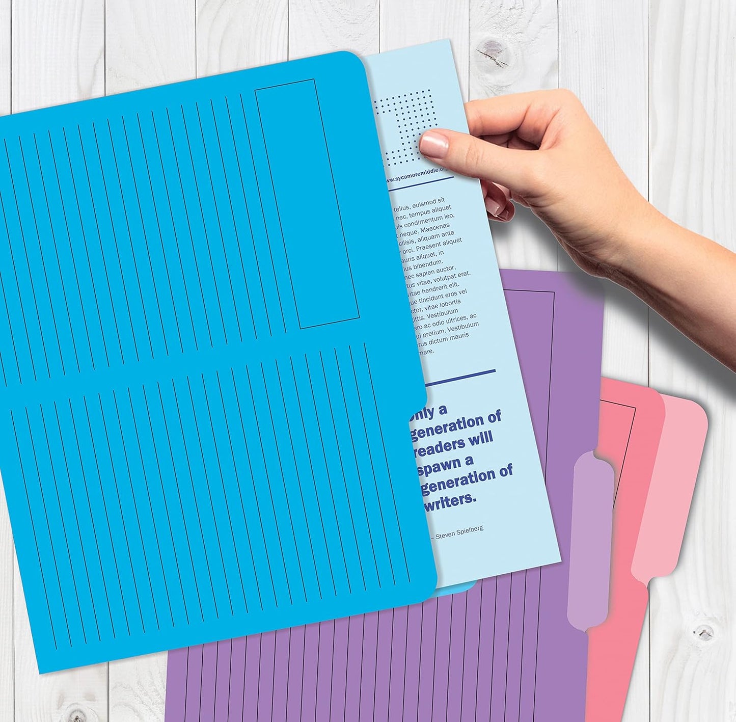 Better Office Products Lined File Folders, 12 Pack, Heavyweight, 1/3 Cut Tabs, 6 Vibrant Colors, Top Custom Subject Box, Letter Size Folders, 9.5" x 11.5",