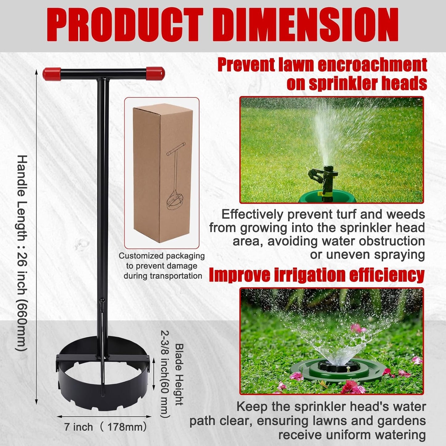 Sprinkler Donut Cutter 7 Inch Grass Trimmer Sod Cutter for Sprinkler Heads Steel Vinyl Coated Handle Efficient Lawn Care Tool for Precise Grass Cutting Around Sprinklers