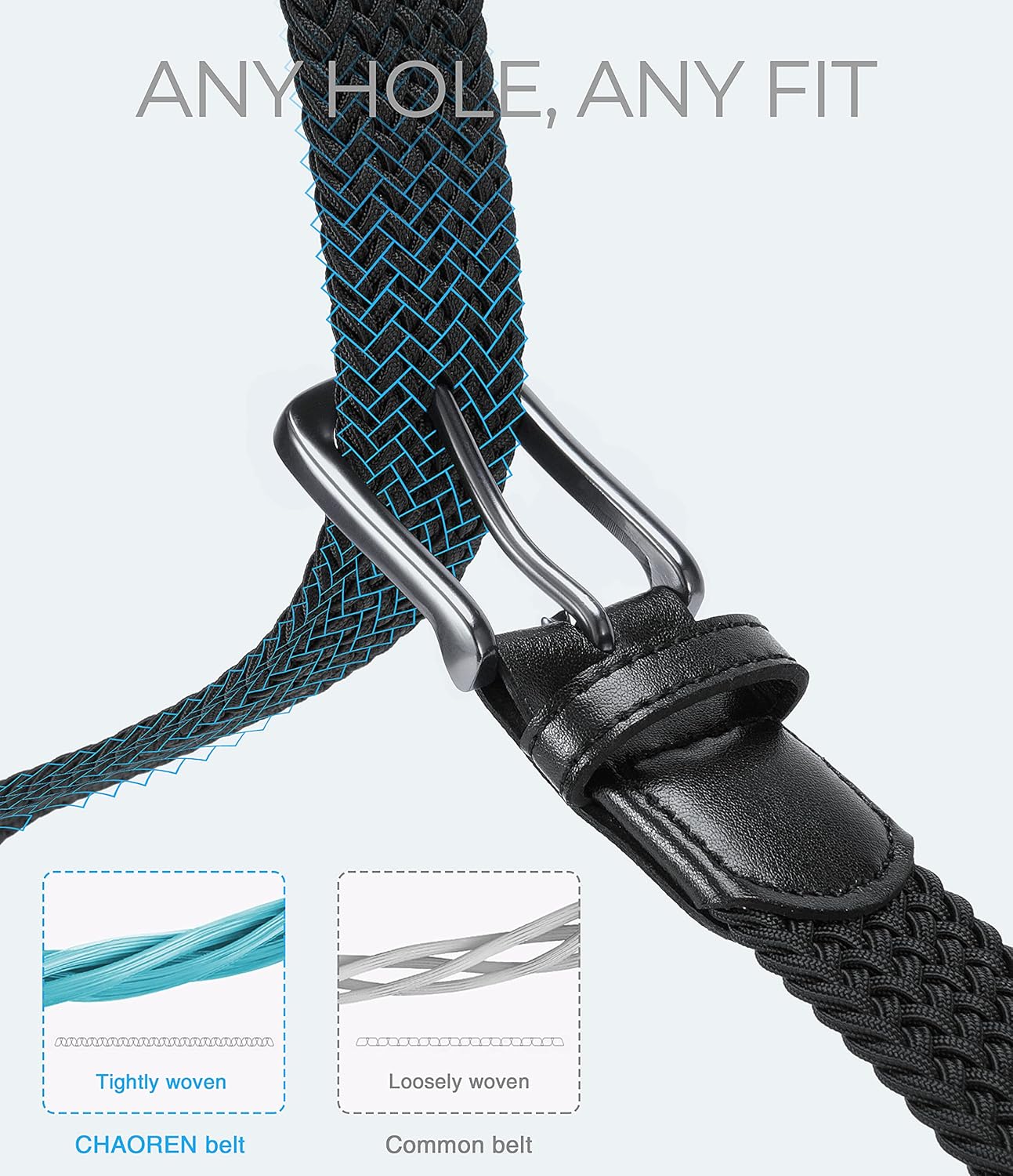 CHAOREN Mens Belt - Braided Stretch Golf Belt for Men 1 3/8"- Gift for Golf Pants Casual Shorts Jeans