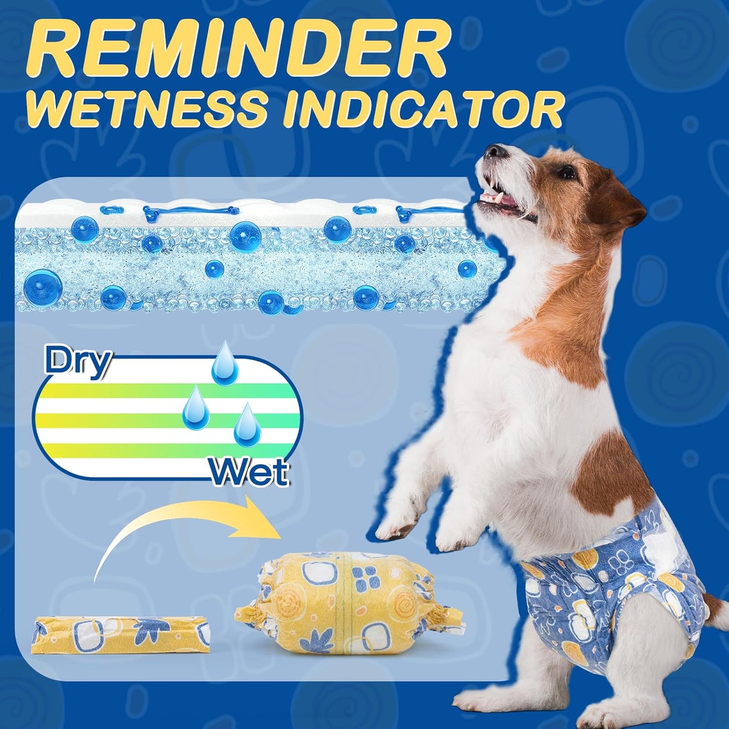 Pet Soft Dog Diapers Female Disposable Doggie Diapers with Wetness Indicator, Puppy & Cat Diapers Super Absorbent, Fit for Female Dog in Heat or Incontinence, 30pcs (XS, Mixed)