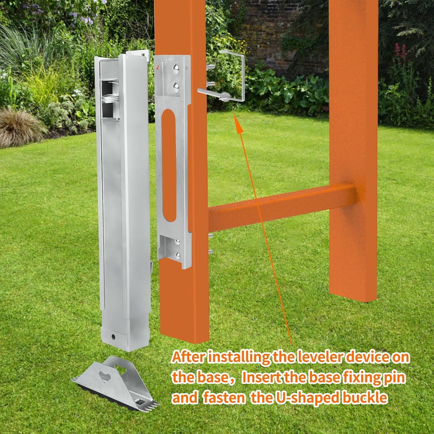 Ladder Leveler Pair for Extension Ladder, Adjustable Extension Ladder Leg Ground Leveler, with Anti-Slip Pattern Steel Pole,Ladder Levelers for Extension Ladders