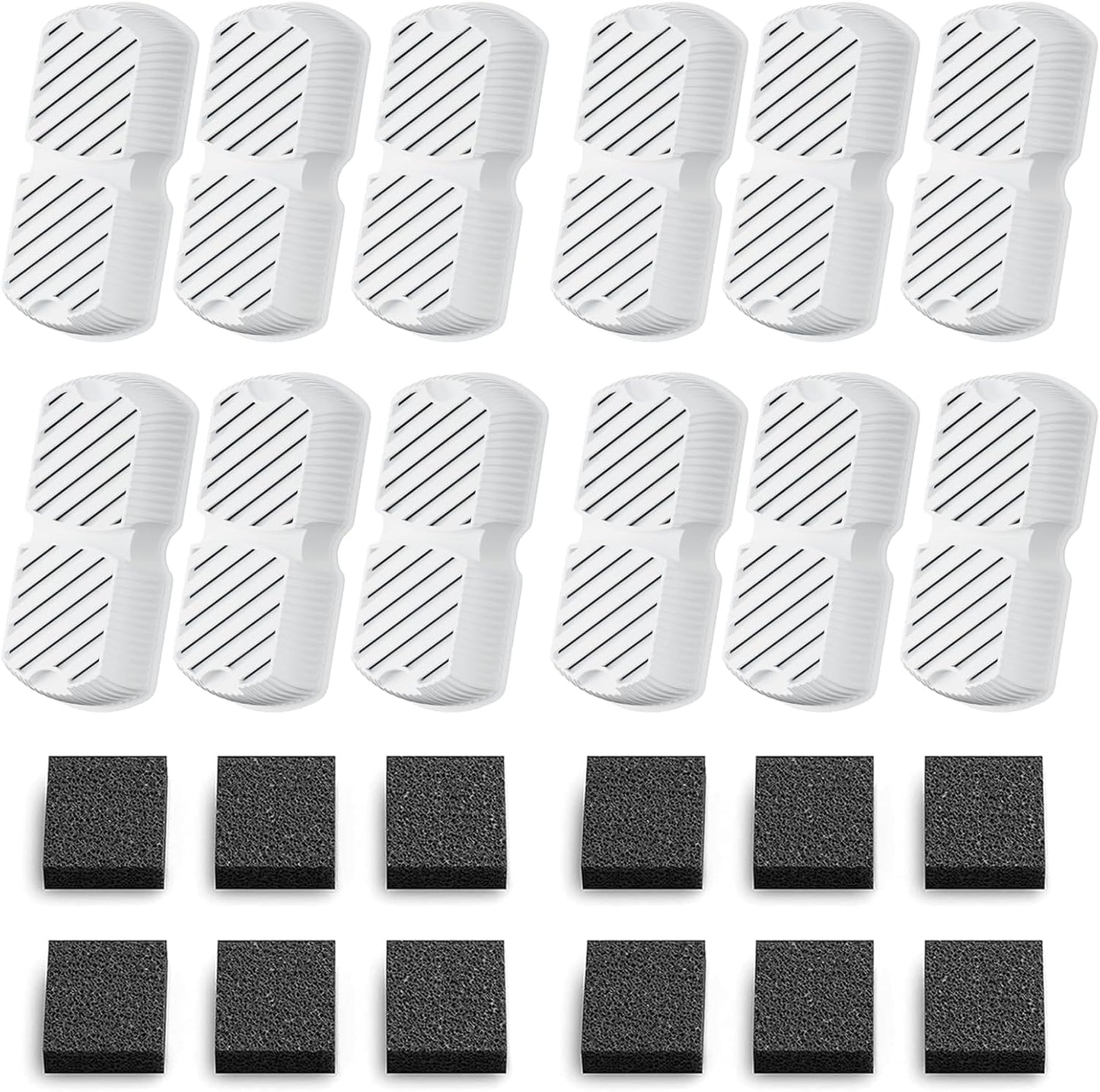 Pet Water Fountain Filters: 24 Dog Water Fountain Filters Replacement - Dog Fountain Filters - Including 12 Filters + 12 Sponges - Suitable for GROOKPET Pet Water Fountain