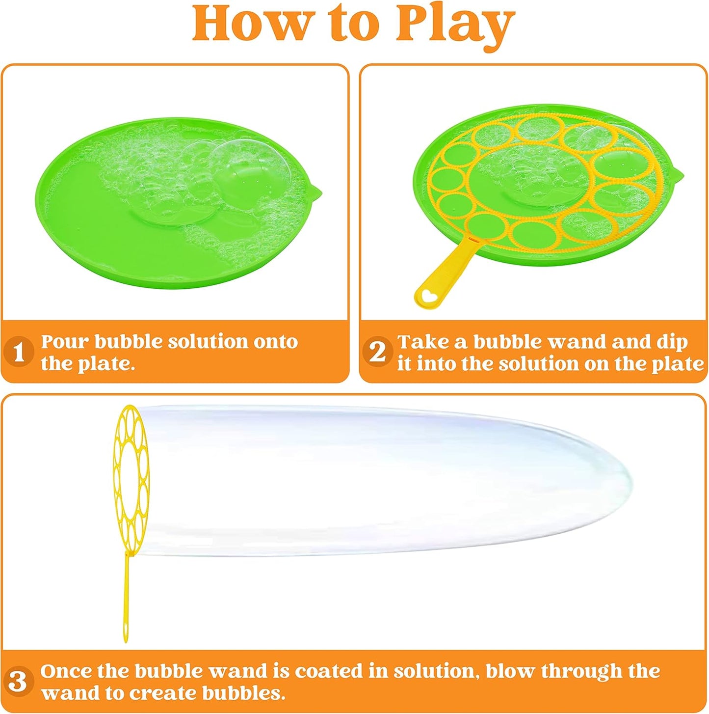 JOYIN Big Bubble Wands Set Bulk for Kids Summer Outdoor Toy Game Activity Party Favors, 18 Pcs Giant Bubble Maker with Tray, 12" Large, 6 Pcs Solution Suitable for All Age People