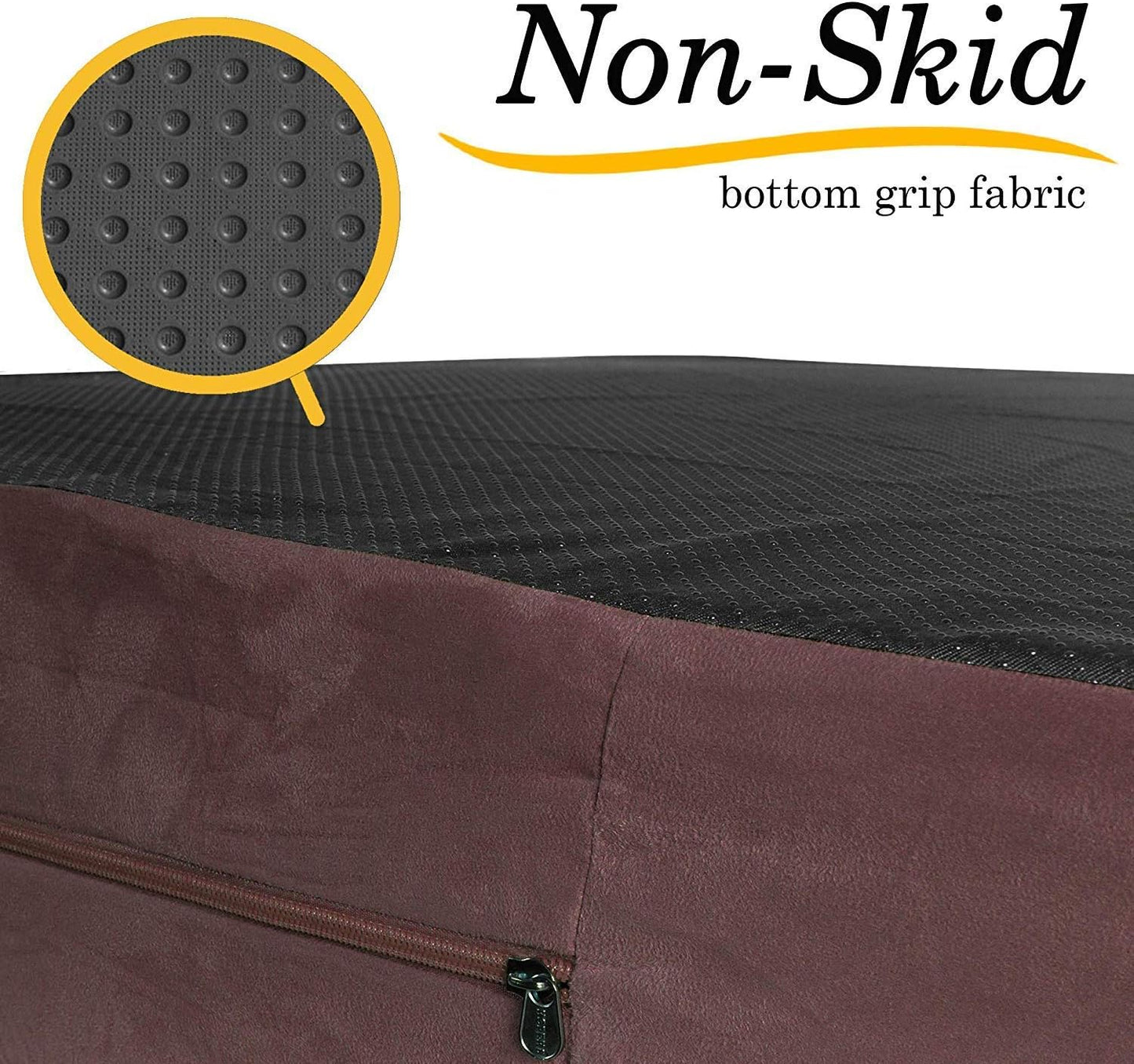 KOPEKS Jumbo Orthopedic Dog Bed - 7-inch Thick Memory Foam Pet Bed with Pillow with Removable Cover & Free Waterproof Liner - for Large Breed Dogs, XL, Brown-Plush Top