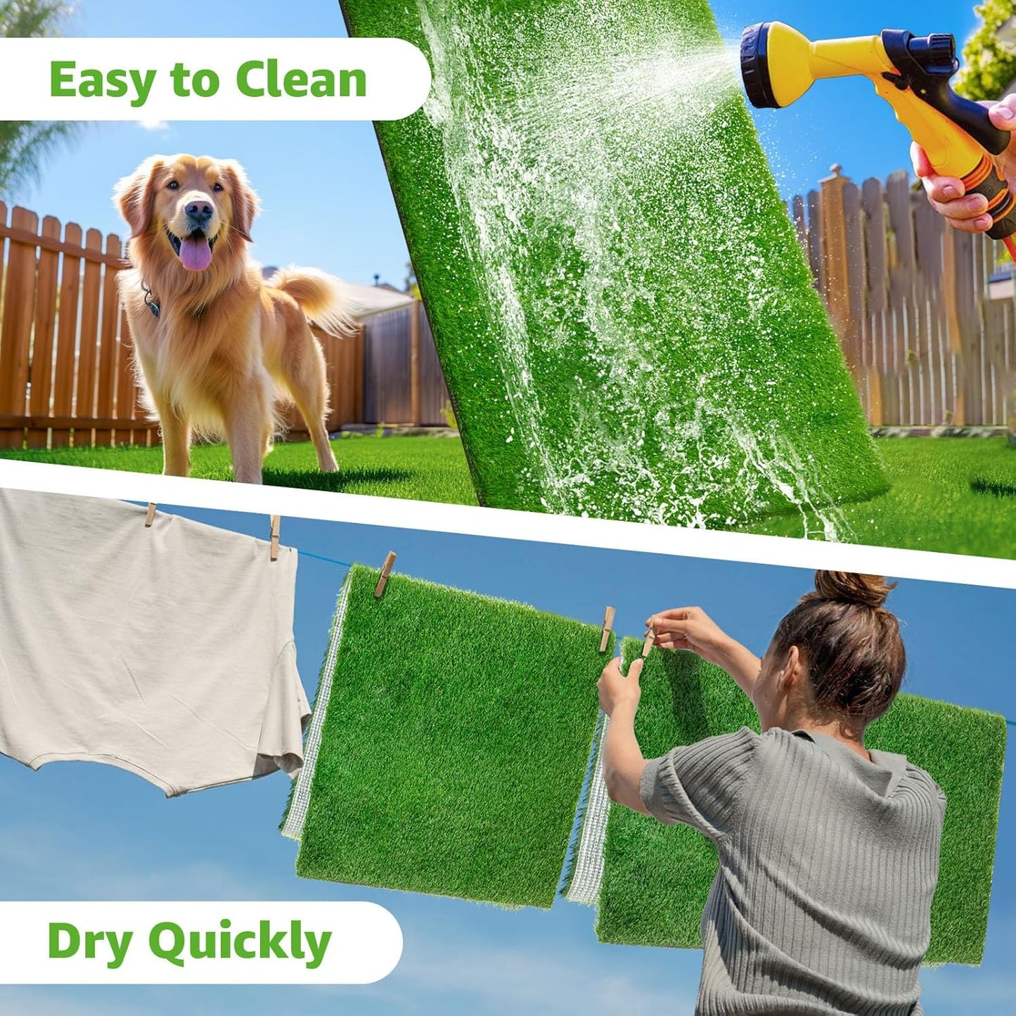 Artificial Dog Grass Pee Pad 20”x 25” 2 Pack, Grass Pad for Dogs Indoor Potty Training, Replacement Turf for Puppy, Washable Reusable Realistic Fake Grass Mat