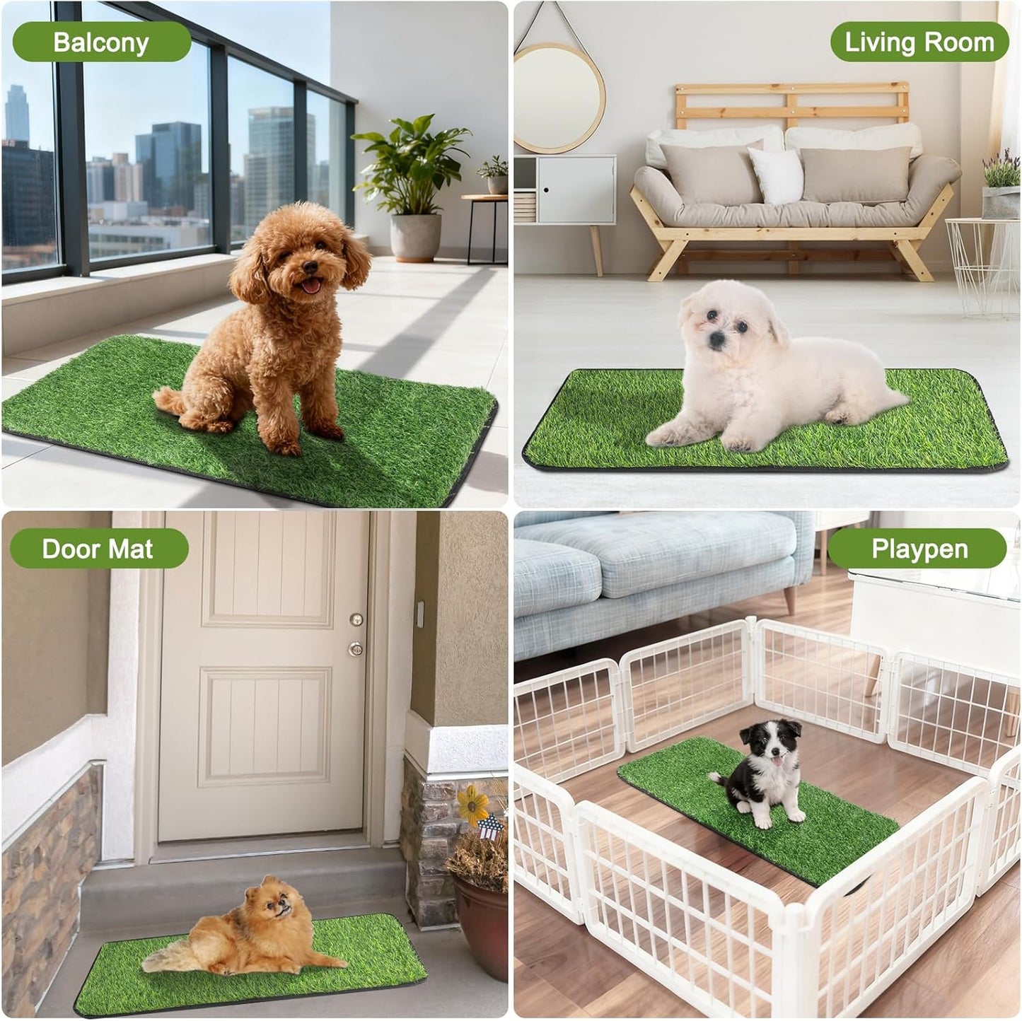 Artificial Grass Mat, Dog Grass Pee Pads, Fake Grass Pad for Pets Potty Training, Soft Grass Rug, Grass Doormat with Drainage Holes, Pet Turf for Indoor Outdoor Use, Washable(15.7''*31.5'')