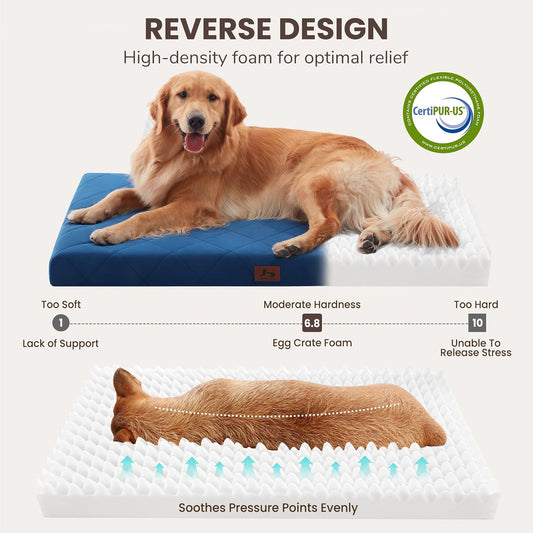 Orthopedic XL Dog Bed Mat for Extra Large Dogs, Waterproof Dog Crate Bed with Removable Cover, Washable Pet Bed for Crate, 41"x28", NOT for Chewers