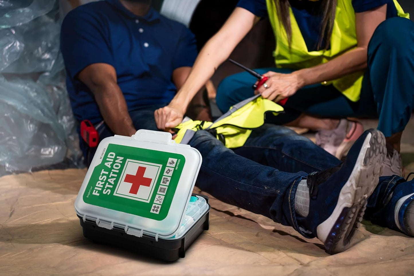 Large Wall Mountable & Portable First Aid Kit Cabinet for Business, Office, School, Warehouse & Workplace Safety – OSHA Compliant Emergency Medical Supplies with Tilting Shelves & Mounting Hardware