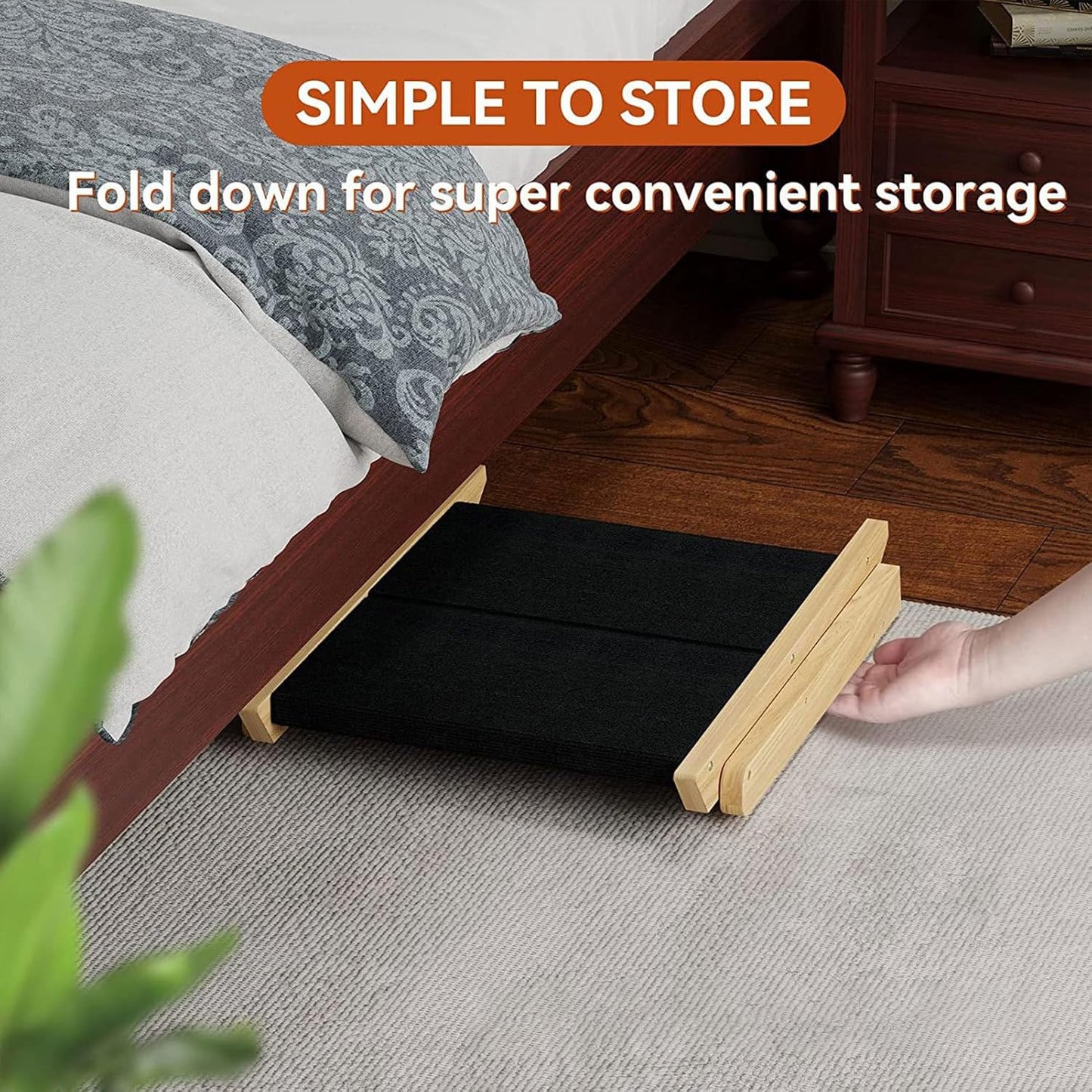 High Bed Stairs, Folding 2 in 1 Pet Bed Ramp, Non Slip Dog Bed Ladder, Easy Climbing Puppy Ramp Steps, Strong Bearing Capacity Pet Staircase, Durable Dog Ramp Aid for High Bed Climbing Indoor