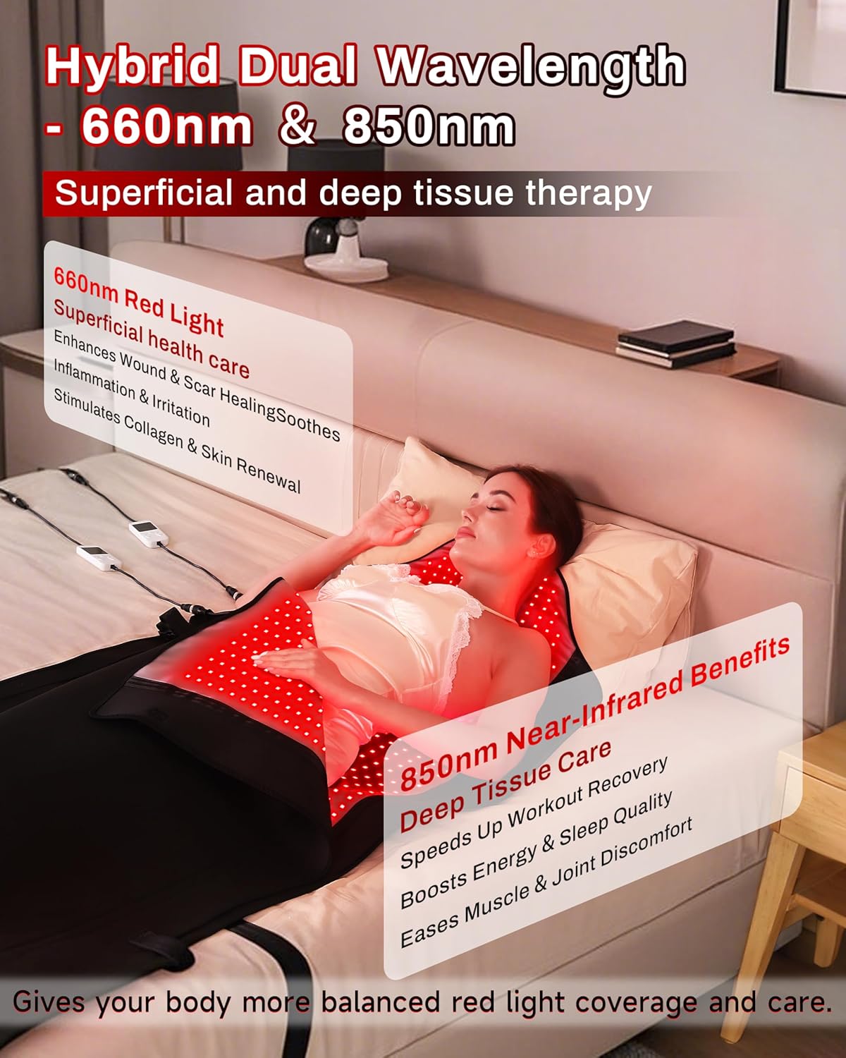 2026 Medical-Grade TPU Red Light Therapy Mat for Full Body Pain Relief, FSA&HSA Eligible 72"x33" Dual Wavelength Infrared Red Light Blanket with 2600 LEDs for Home Use (Black)