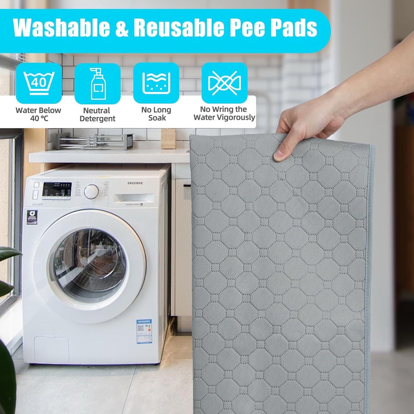 PAWCHIE Guinea Pig Cage Liners, Washable Guinea Pig Bedding for Midwest Cage 2 Pack 47"X24", Reusable Anti Slip Waterproof, Absorbent Guinea Pig Pee Pad for Small Animal, Rabbit, Bunny, Chinchilla