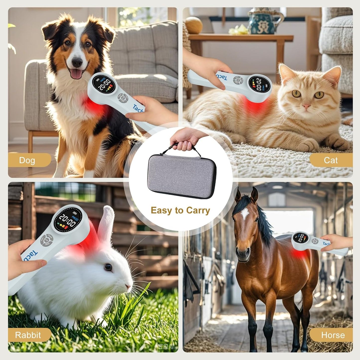 Cold Laser Therapy Device for Dogs, 16x660nm+4x810nm+4x980nm, Handheld Red Light Therapy for Joint&Muscles Pain Relief, Pet Laser Therapy for Dogs Cats Horse, Helps Inflammation, Wound Healing