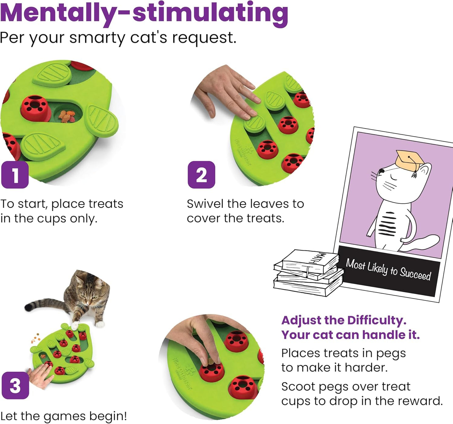 Catstages Nina Ottosson Buggin' Out Puzzle & Play – Interactive Cat Puzzle Feeder for Indoor Cats, 16 Hidden Treat Compartments, Slow Feeder, Durable & Easy-Clean, 13in x 9.5in
