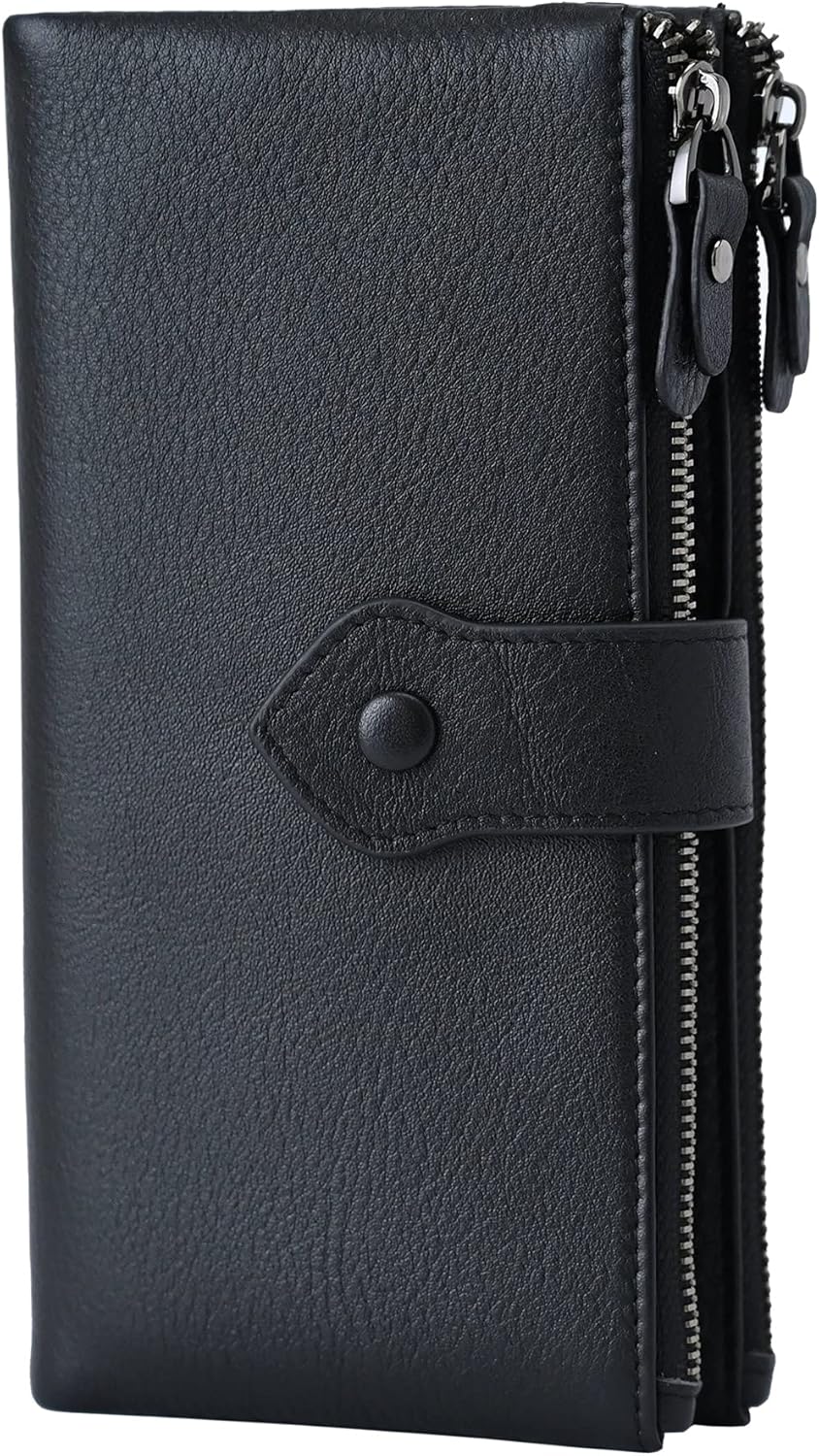 Bveyzi Women Soft Leather RFID Blocking Bifold Slim Wallets Ladies Credit Card Holder Double Zipper Pocket | Soft, RFID Blocking, Bifold, Slim, Credit Card Holder, Double Zipper Pocket