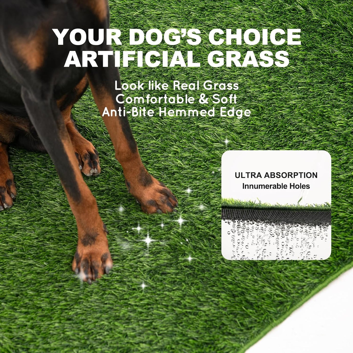 Dog Pee Grass with Washable Pee Pads for Dog Litter Box 2 Sets, Large Ultra-Absorbent Artificial Grass Pads for Dogs Potty Grass with Reusable Puppy Pads for Indoor Potty Training