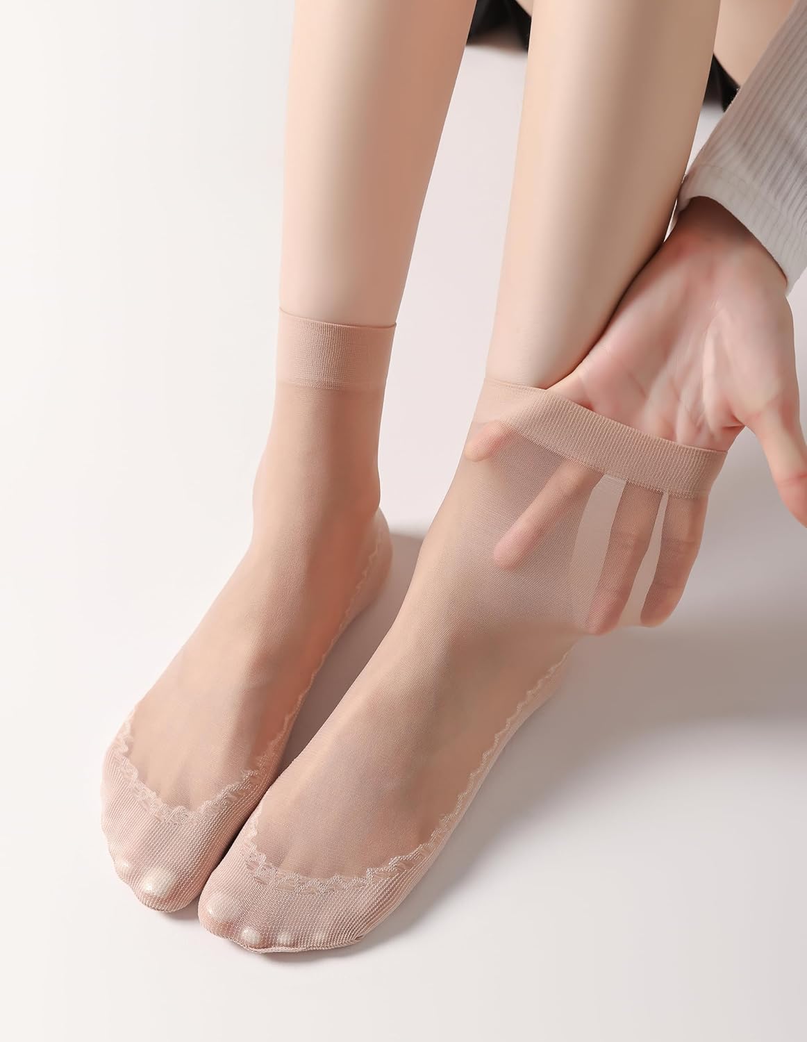 Womens 50D Sheer Ankle Nylon Socks With Cotton Bottom 12 Pairs Ankle Tights Hosiery