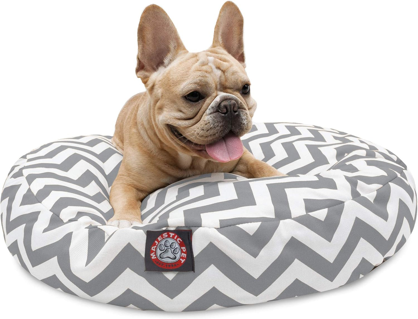 Gray Chevron Small Round Indoor Outdoor Pet Dog Bed With Removable Washable Cover By Majestic Pet Products