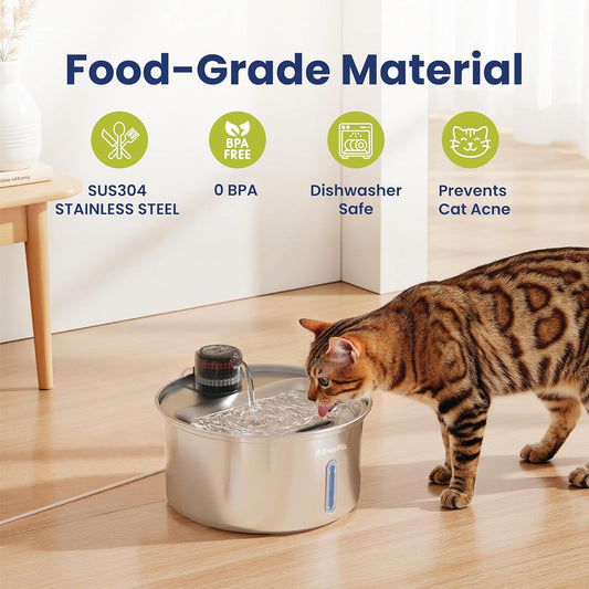 PawsPik PureFlow MAX Automatic Pet Water Dispenser, Stainless Steel Curve Dog & Cat Water Fountain, 3.2-Liter for Fresh, Long-Lasting Hydration