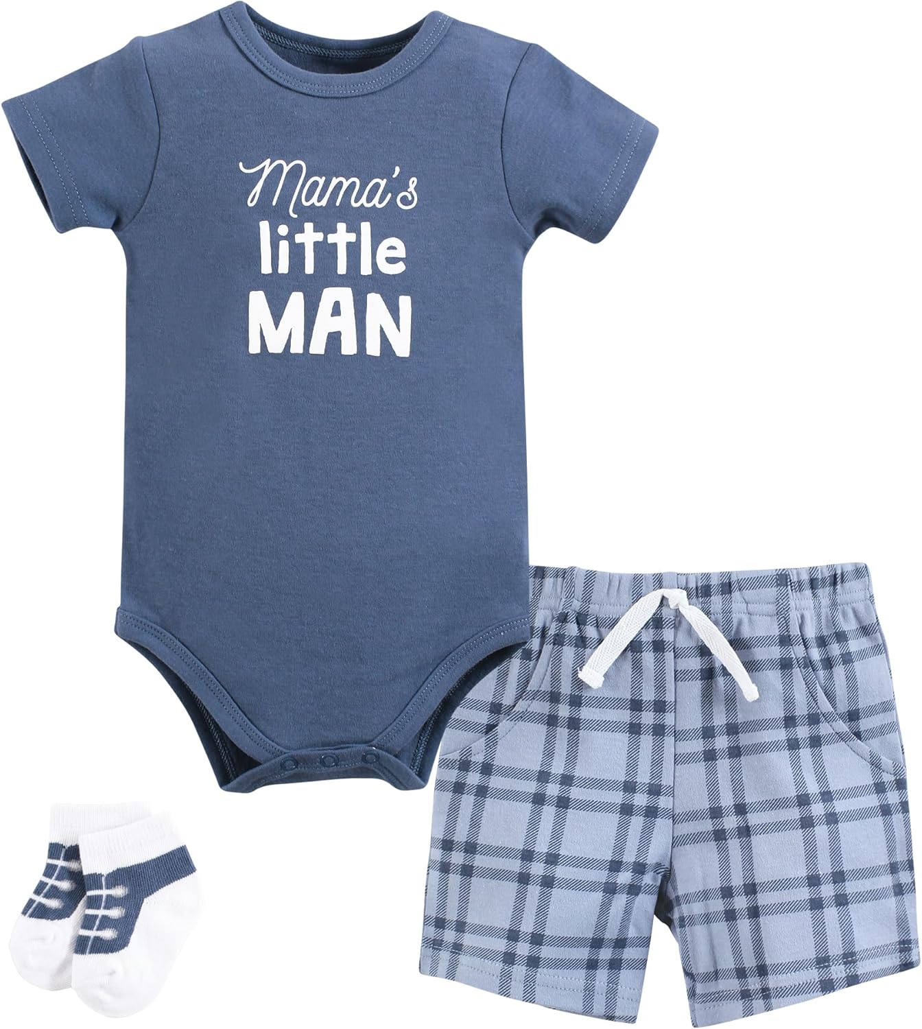 Hudson Baby Unisex Baby Bodysuit, Short and Sock, 3-Piece Set