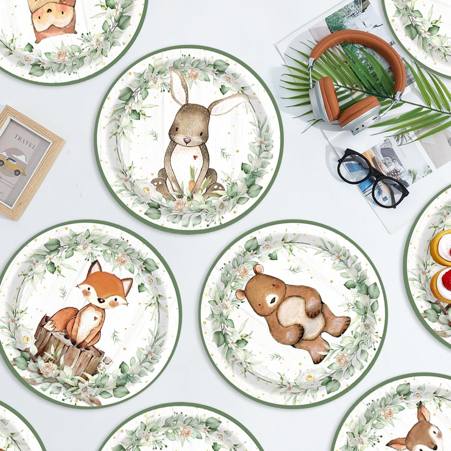 60Pcs Forest Animals Birthday Party Supplies Safari Jungle Animals Theme Baby Shower Decorations Plates Serve 60 Guests