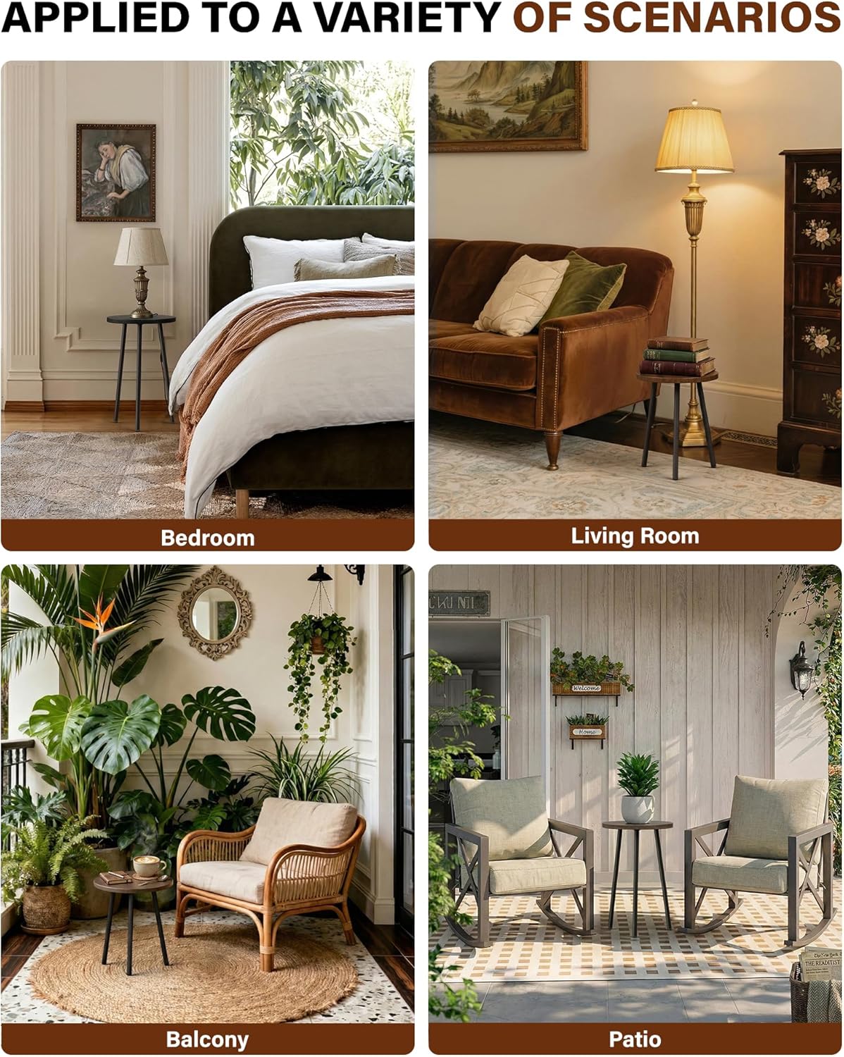 Plant Stand Indoor 2 Pack: Plant Table 14''&20'' Wooden & Metel Heavy Duty Stands for Flower Lovers - Mid Century Modern Design Stool for Bedroom/Living Room/Patio/Garden