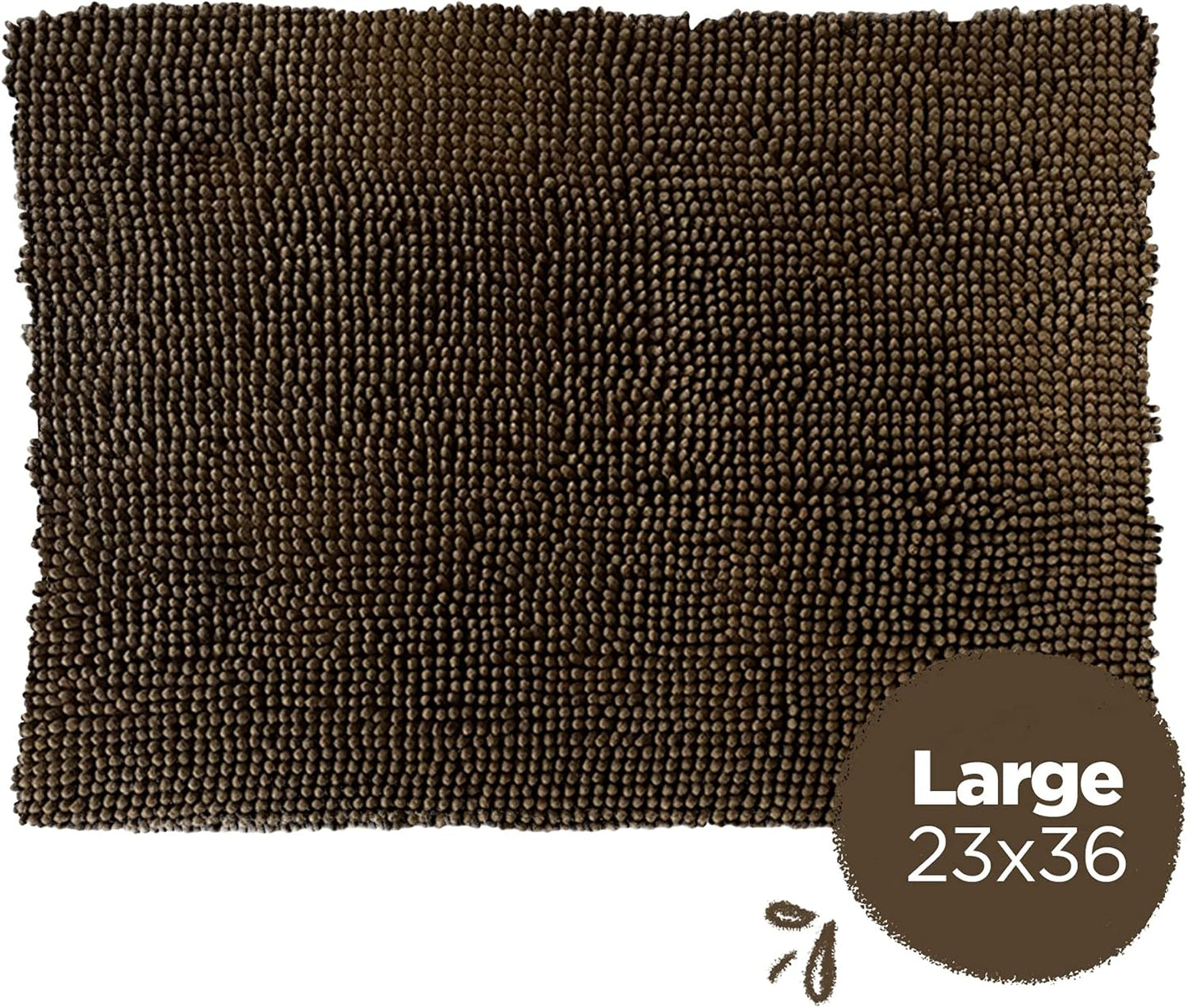 Soggy Doggy Crate Mate Dog Bed - Microfiber Chenille Mat, Travel Bed for Dog - Ultra-Absorbent Kennel Plush Pad (Chocolate Brown, Large 23” x 36”)