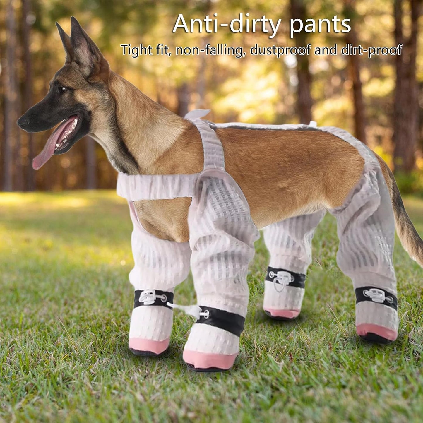 Anti Dirt Pants for Dog, Suspenders Boot, Shoes Leggings, Slip Dogs Paws Protector for Rain Snow Walking Slip Boot Sock for Small Paws Protector