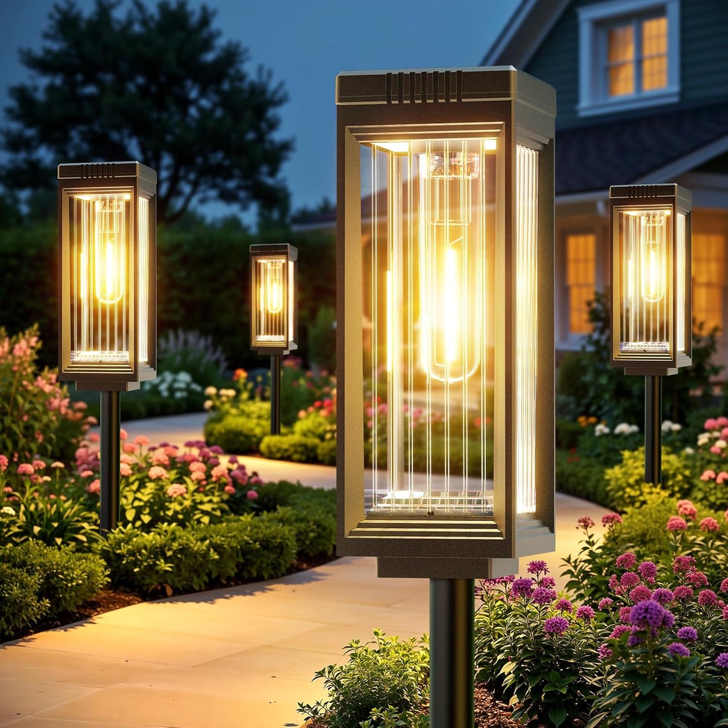Solar Pathway Lights Outdoor, 8 Pack Upgraded Solar Lights Outdoor Waterproof, Bright Up to 15 Hrs Auto On/Off Garden Light for Yard Patio Lawn Path Walkway Driveway Outside Decor