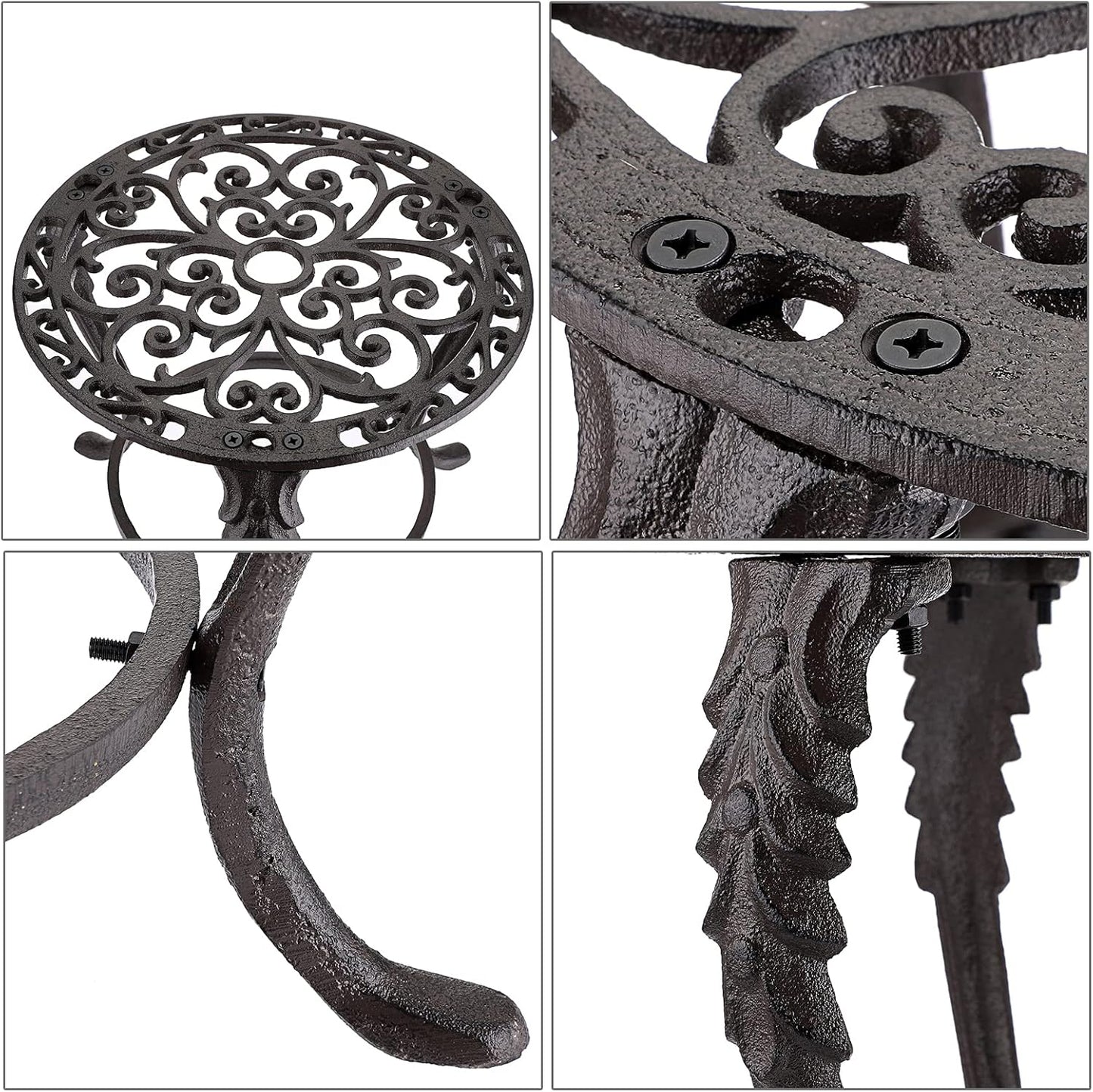 OwnMy Heavy Duty Cast Iron Plant Stand Vintage Iron Flower Pot Holder, Rustic Decorative Round Potted Plant Stand Rack, Indoor Outdoor Metal Plant Holder for Home Garden