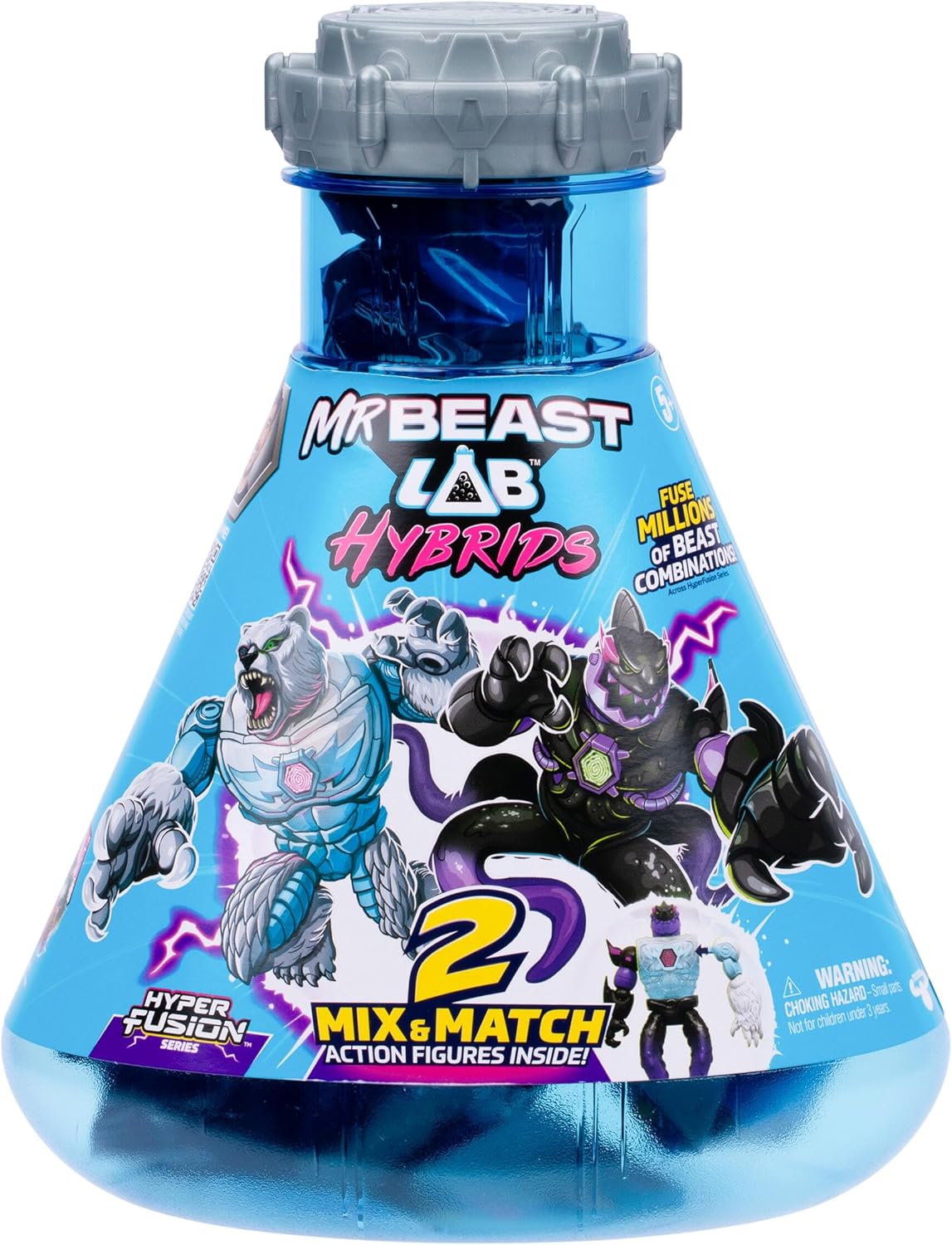 MrBeast Lab Hybrids Multi Pack, Reveal Different Hybrid Parts To Create 2 Mix & Match Action Figures, Plus Parts Of The Golden Panther Dragon, Fuse Millions Of Beast Combinations - Shark VS Polar Bear