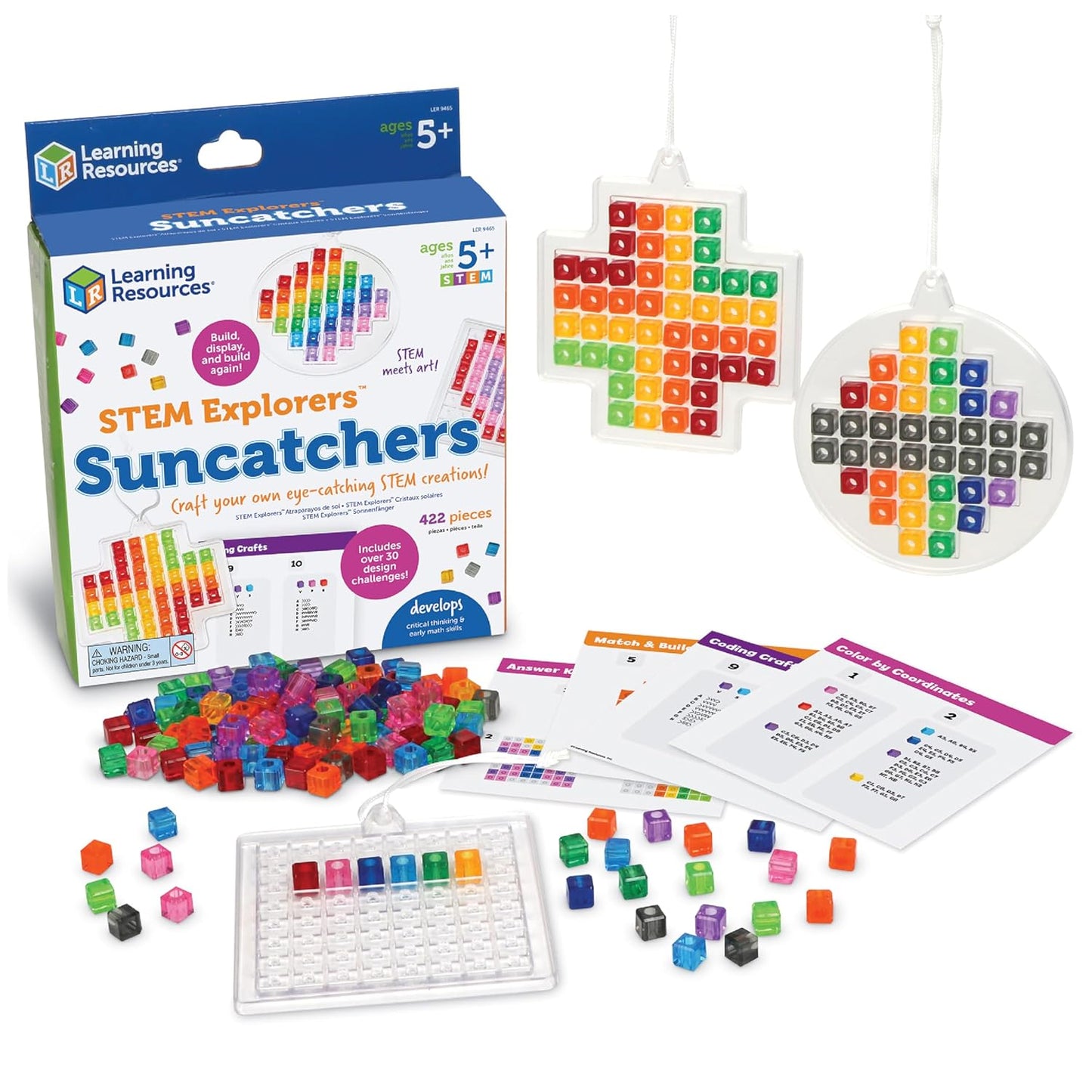 Learning Resources STEM Explorers Suncatchers - STEM Building Art Crafts, Creative Educational Toys for Boys and Girls, Art for Kids Ages 5+, Arts and Crafts Set, STEAM Activities