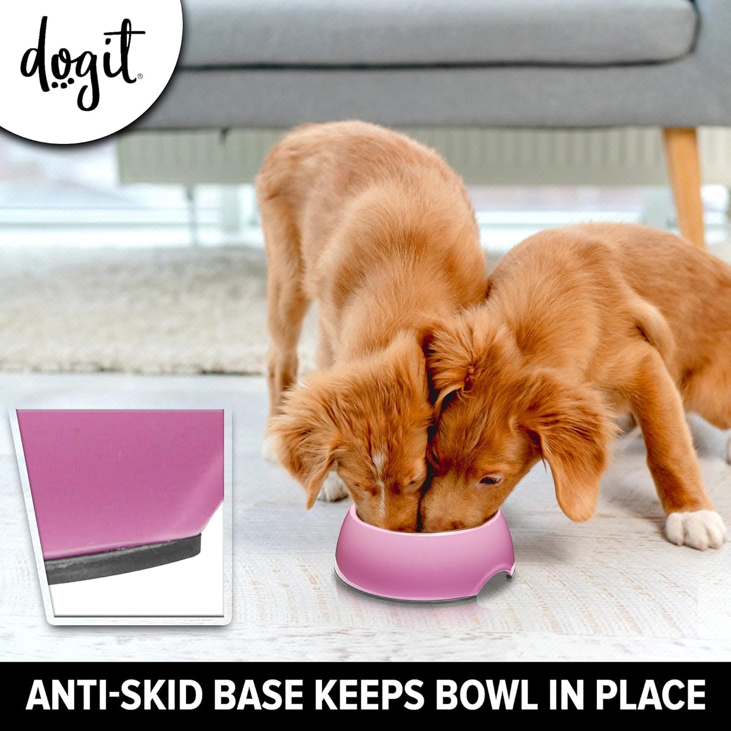 Dogit Go Slow Anti-Gulping Dog Dish, Slow Feeding Dog Bowl Suitable for Wet or Dry Food, Small, Pink
