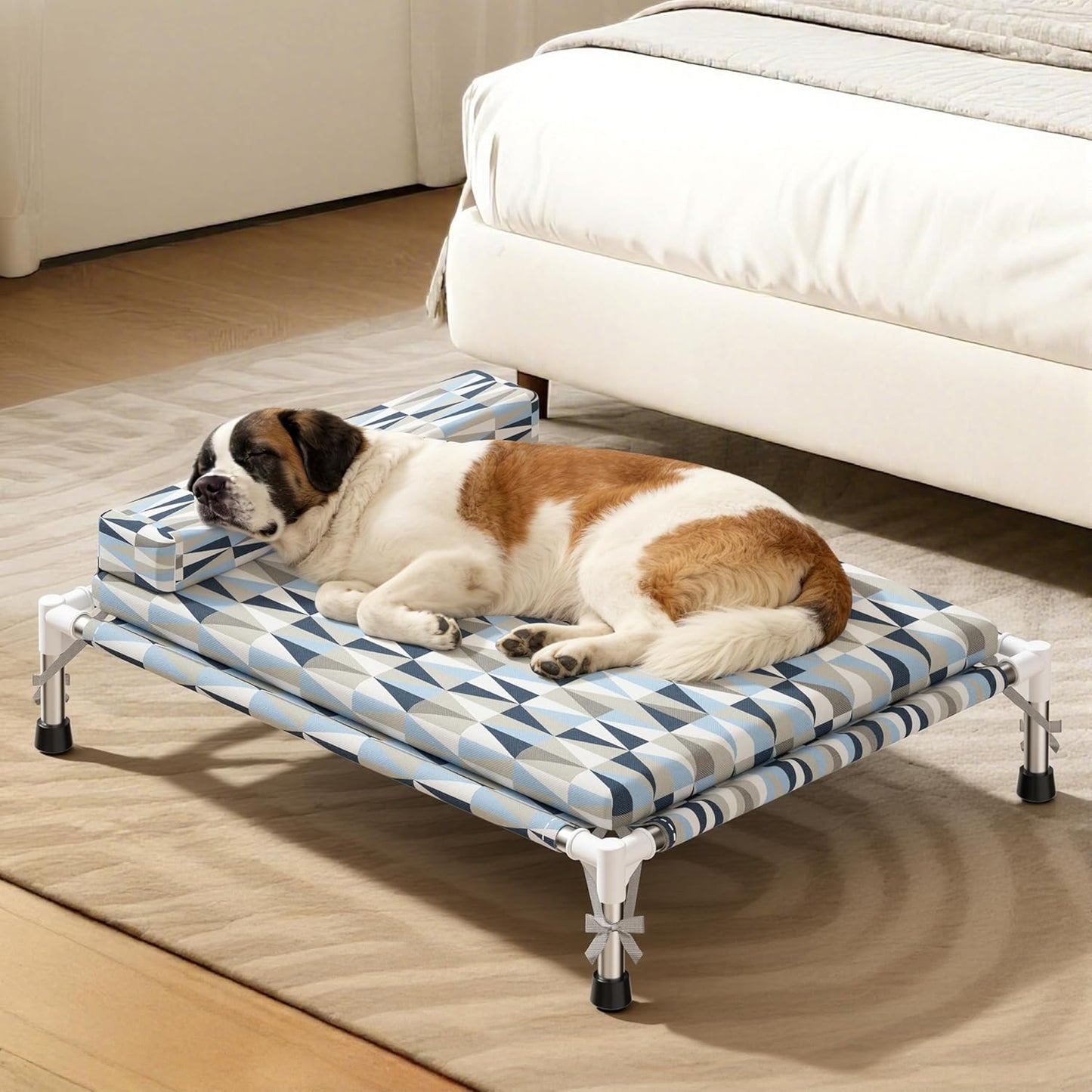 Orthopedic Dog Bed for Medium Dogs - Elevated Dog Couch with Bolster and Cushion, Raised Pet Couch Bed with Removable Washable Cover