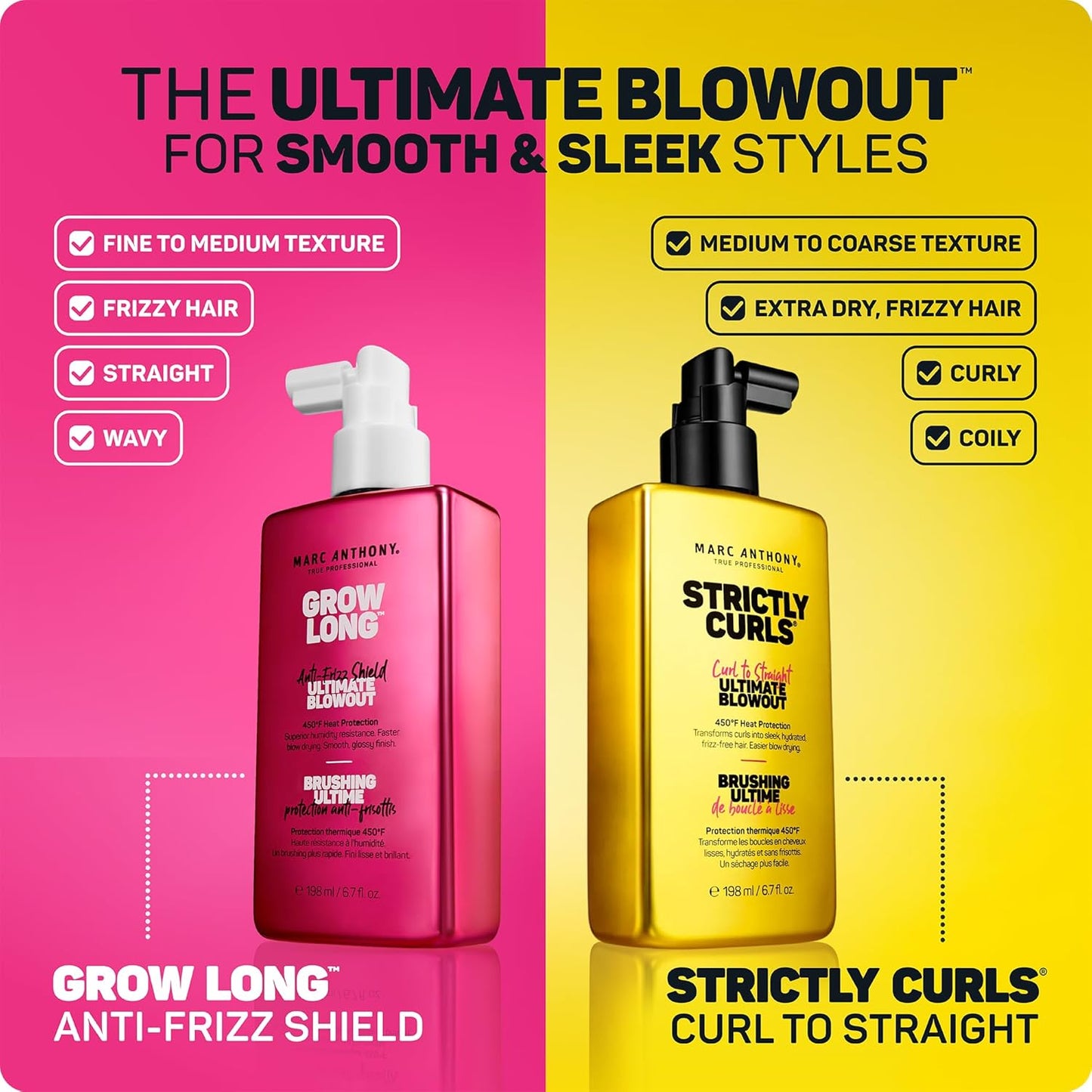 Marc Anthony Anti-Frizz Shield Ultimate Blowout Spray, Grow Long - Smooth, Shiny Hair in High Humidity - Heat Protectant - 6.7 oz | Grow Long, Smooth, Shiny Hair, in High Humidity