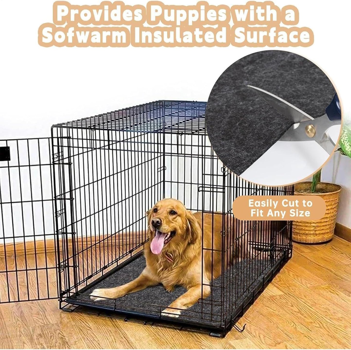Dog Crate Mat Liner, Under Crate Floor Protector, Reusable Pet Puppy Pee Pad with Waterproof Layer, Training Aid for Kennel Use, Protects Floors from Wear Scratches and Moisture