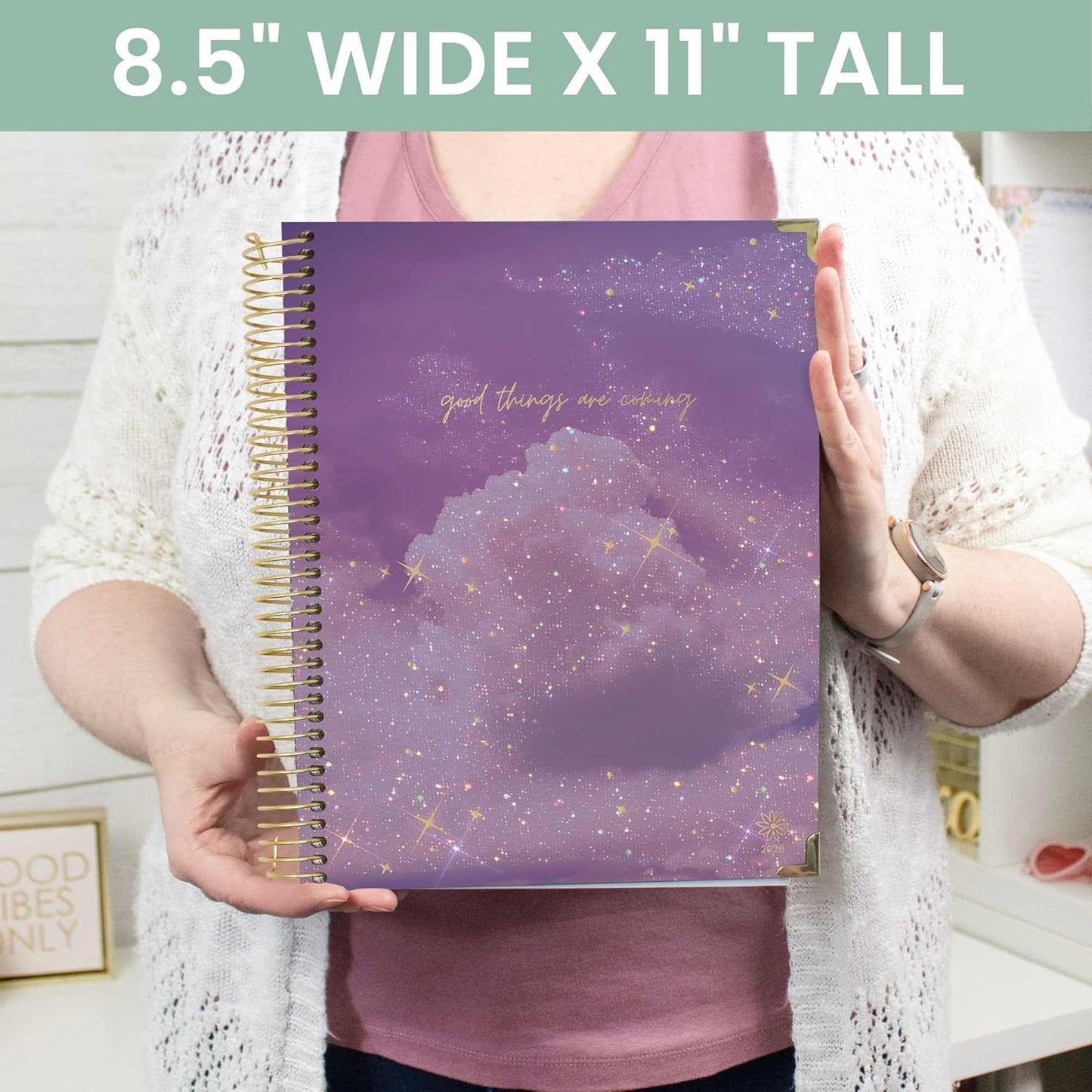 bloom daily planners HARDCOVER 2026 Planner (January to December) - 8.5” x 11” Weekly & Monthly Dated Agenda Organizer Book with Stickers & Tabs - Good Things Are Coming