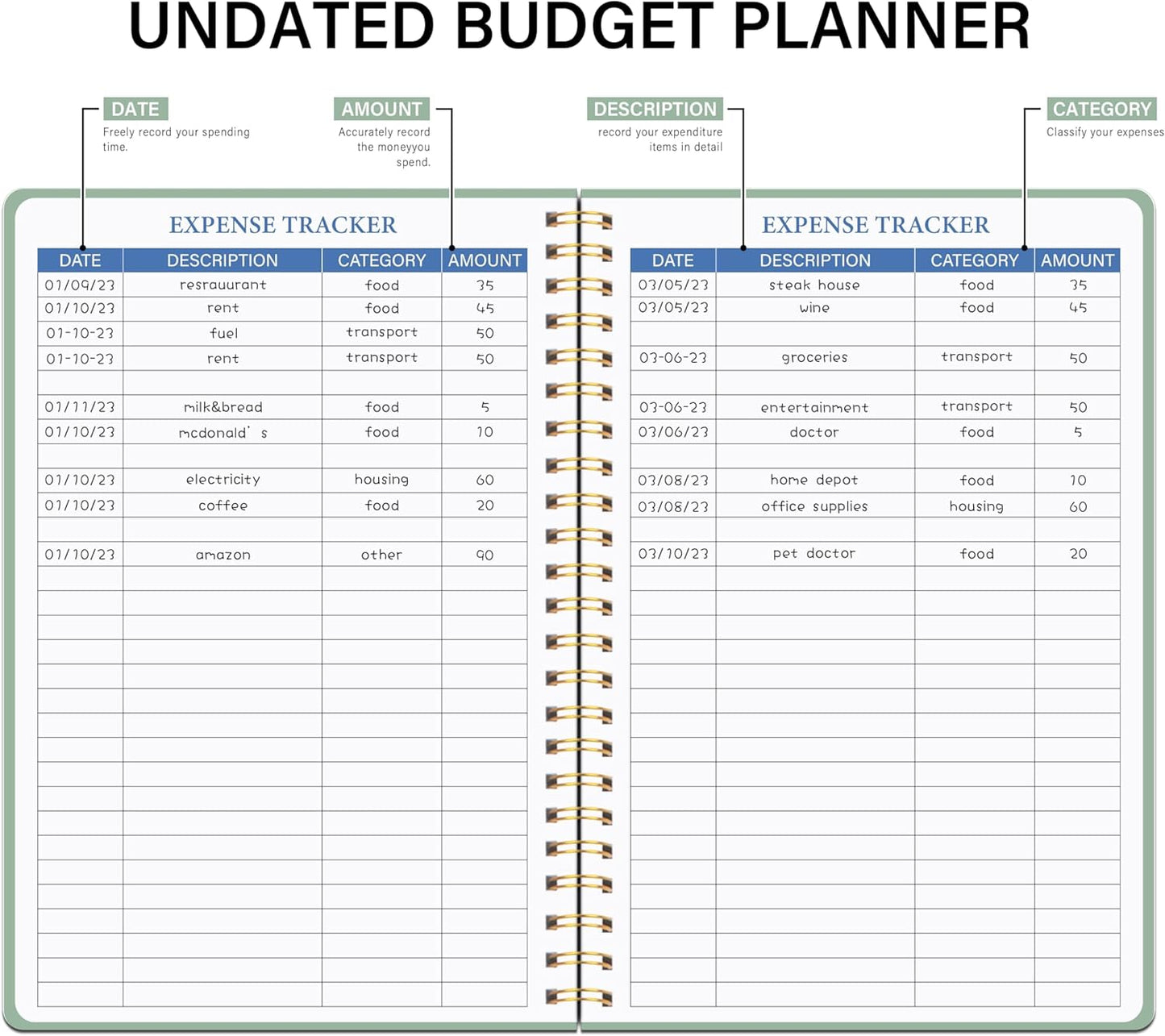 Budget Planner - Monthly Financial Planner Organizer with Expense Budget Book/Expense Tracker Notebook/Accounting Book to Manage Your Money Effectively, Start Anytime, A5(5.8" * 8.2") Green