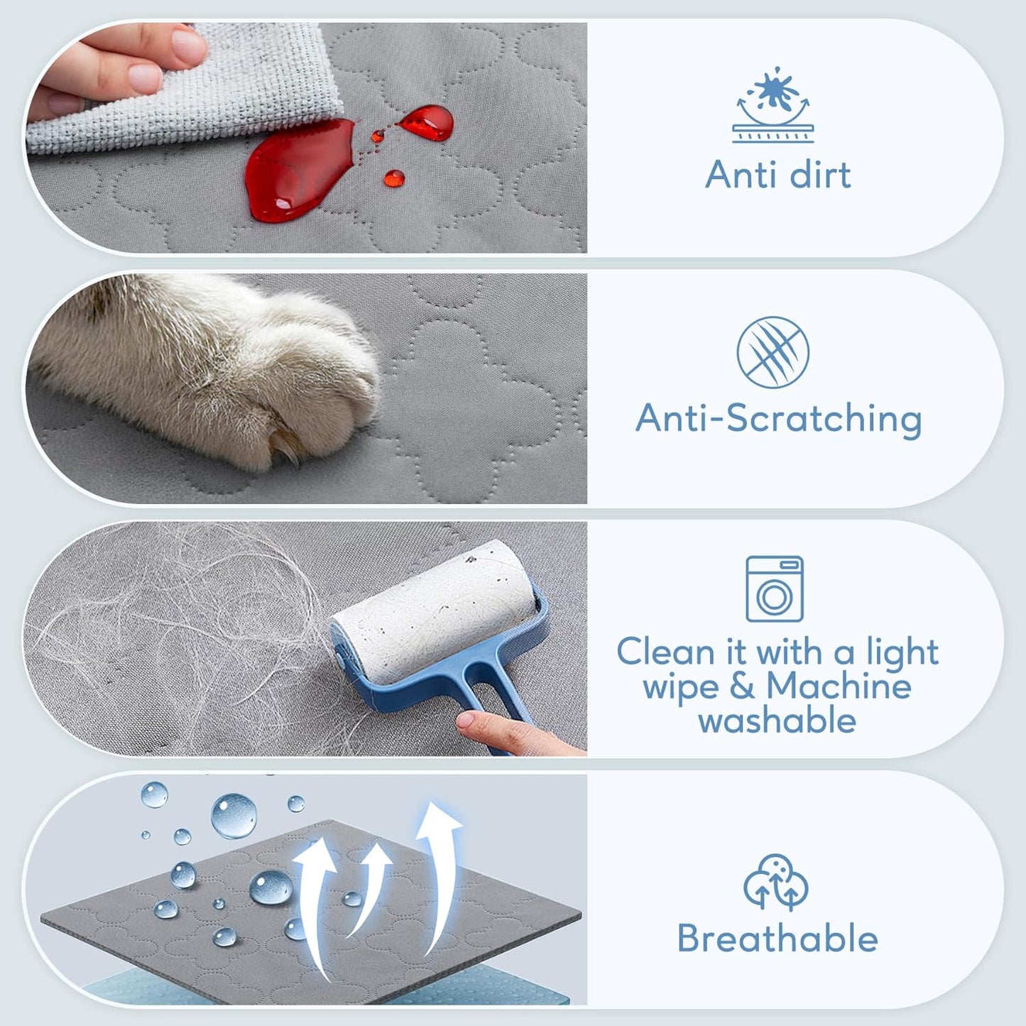 Waterproof Pet Couch Cover Dog Blanket Non-Slip Sofa Covers for Puppy Cat Washable Dog Bed Cover Leakproof Couch Protector for Sofa, Car (Grey, 52x82 Inch)