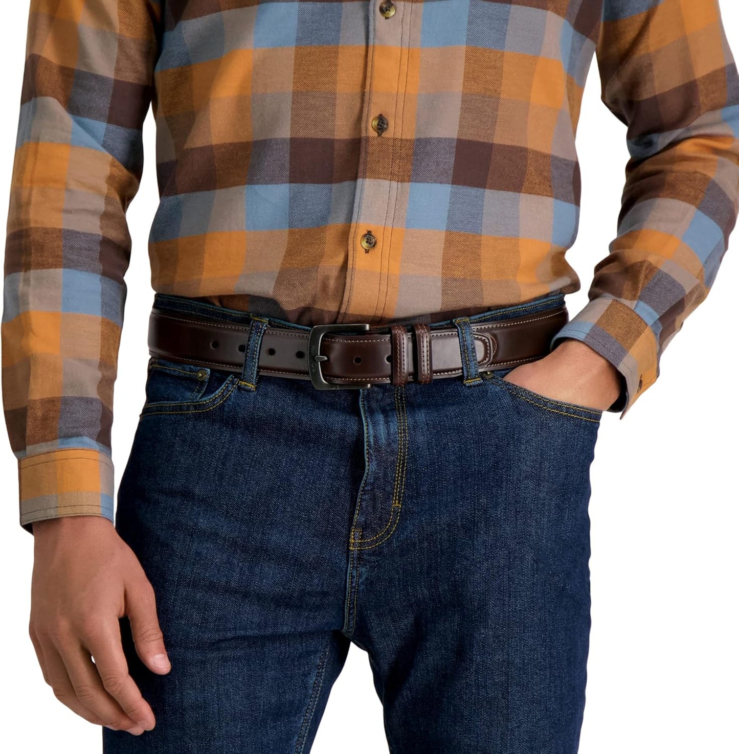 Columbia Men's Leather Casual Belt Tan & Brown Classic Style for Everyday Wear
