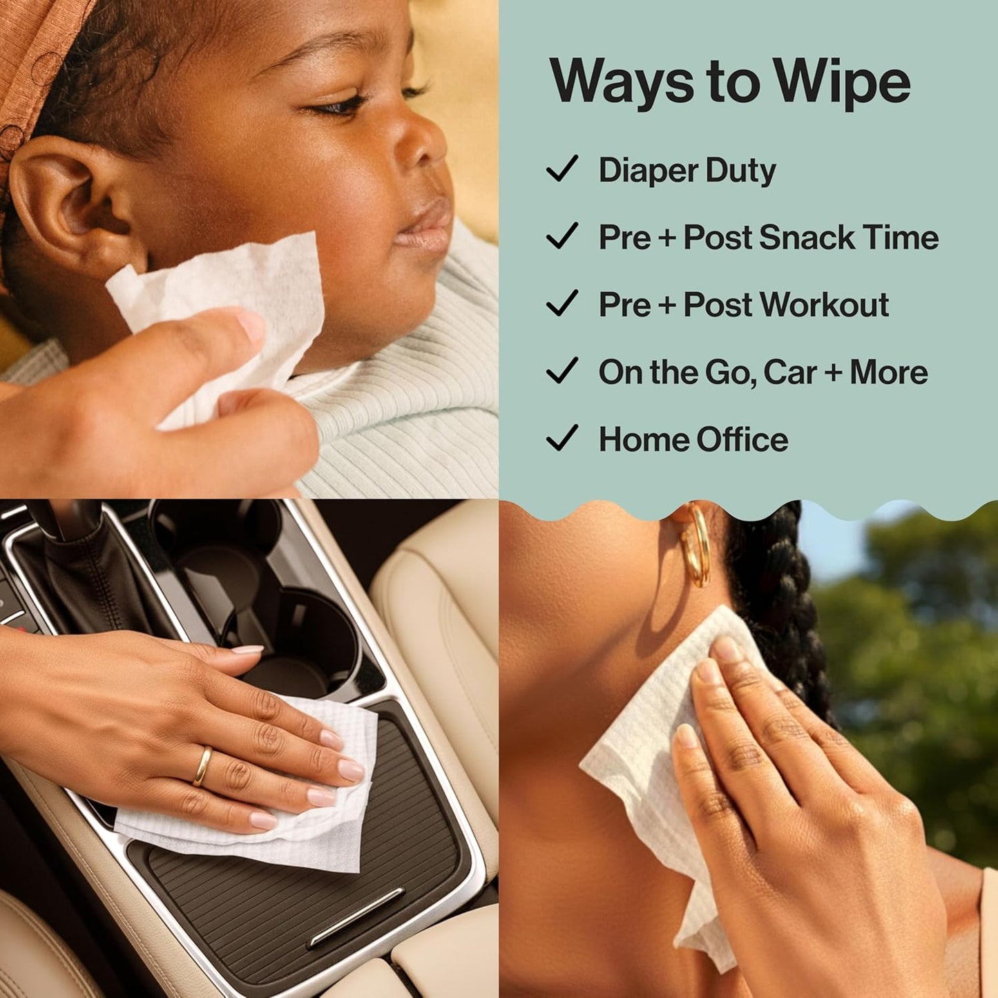 The Honest Company Baby Wipes for Sensitive Skin, Hypoallergenic, Fragrance-Free, Multi-Use, Geo Mood Design, 576 Count (6 Packs of 96)