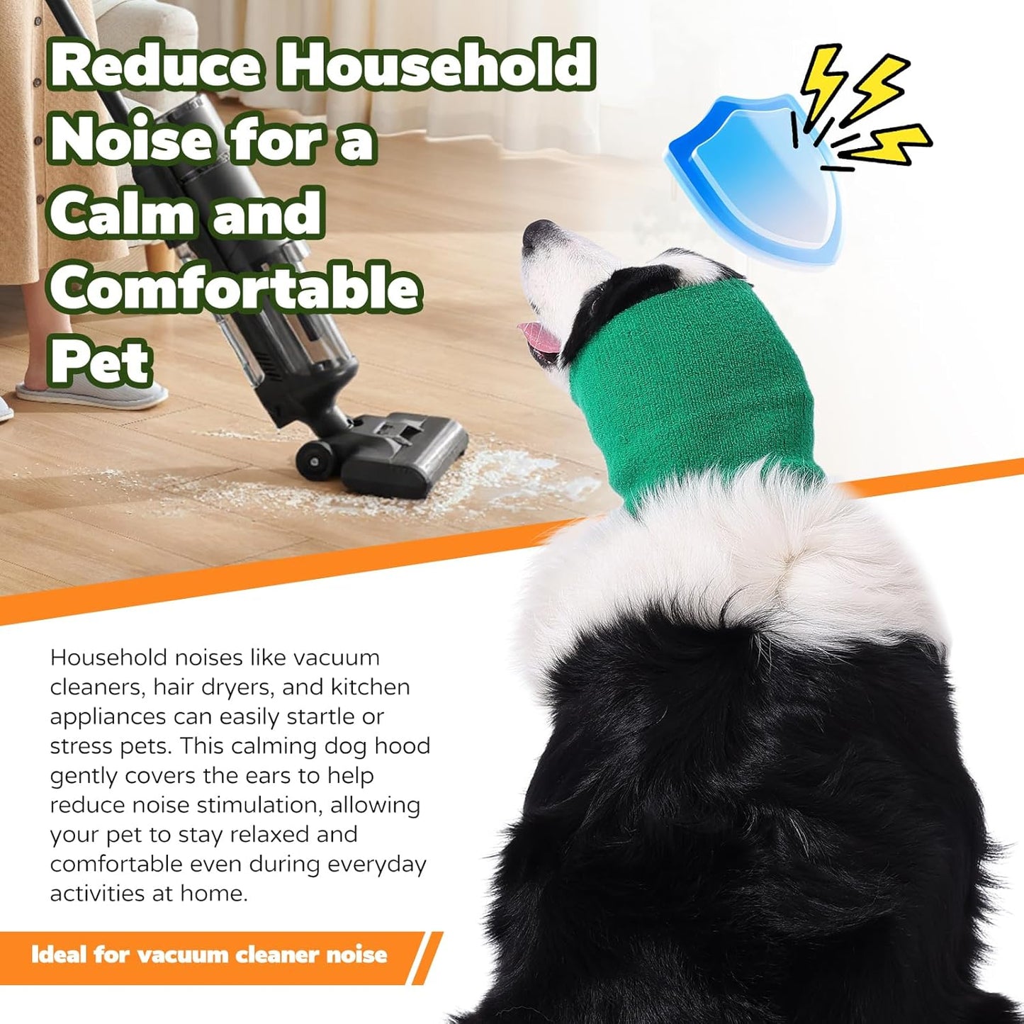 Dog & Cat Calming Band Cat Anxiety Relief Cover,Double Layer Thickened Pet Ears Elastic Neck Band Noise Cancelling Ear Muffs for Anxiety Relief/Noise Protection,Grooming,Thunder,Fireworks