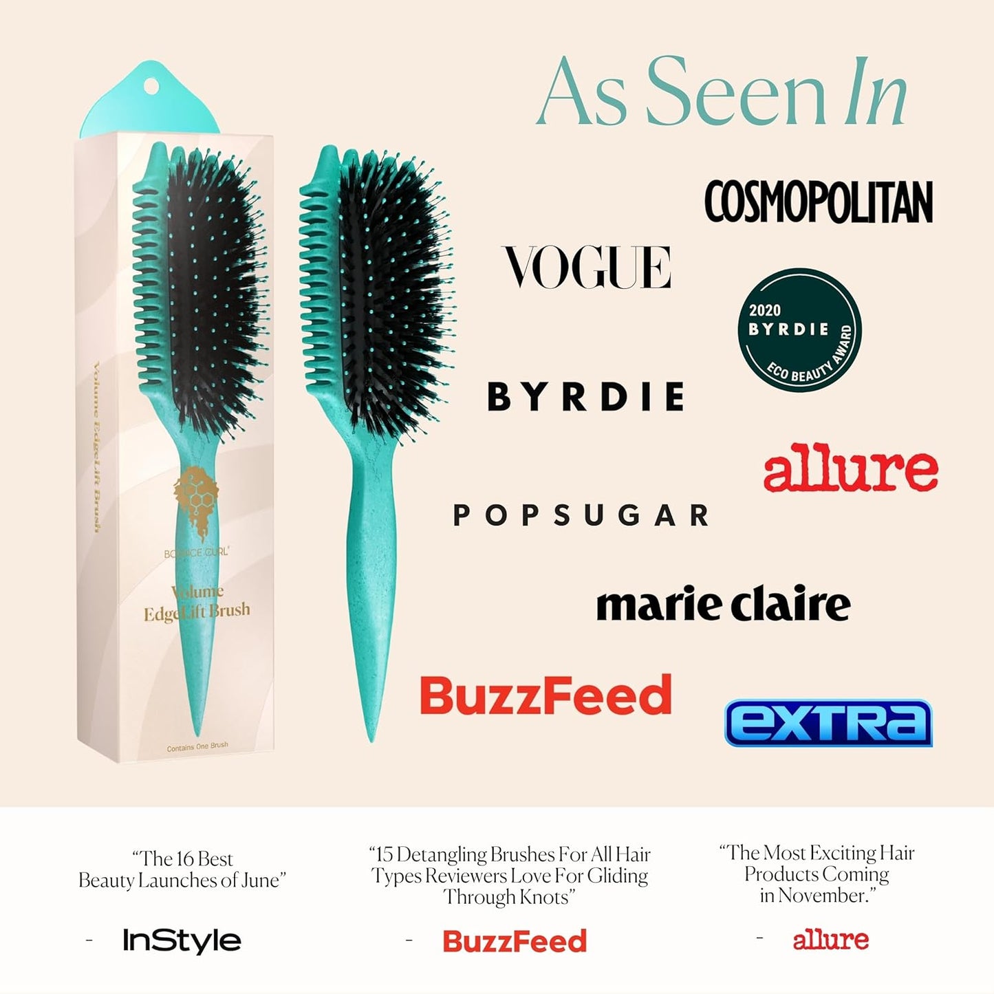Bounce Curl Volume EdgeLift Brush, 5-in-1 Tool for Volumized Waves, Curls & Coils - Teal