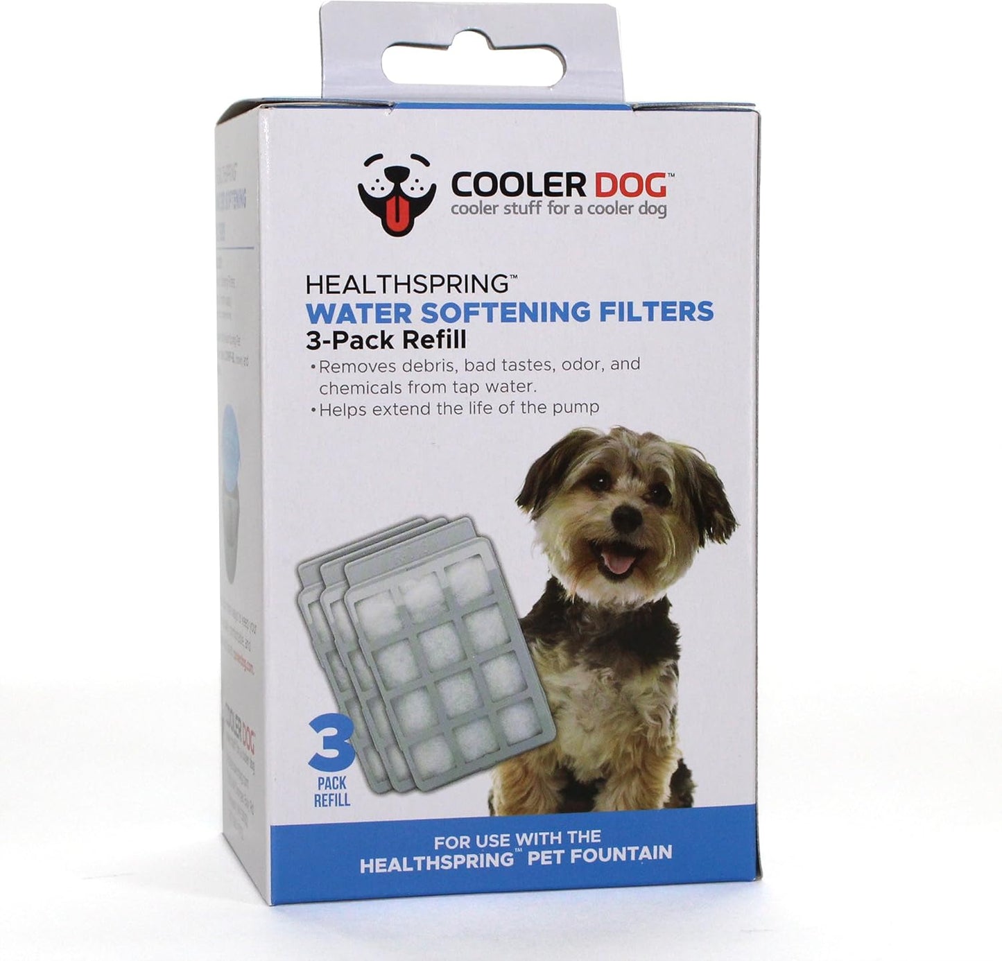 CoolerDog HealthSpring Pet Water Fountain Replacement Filters – Triple Function Dog & Cat Water Fountain Filters, 3-Pack