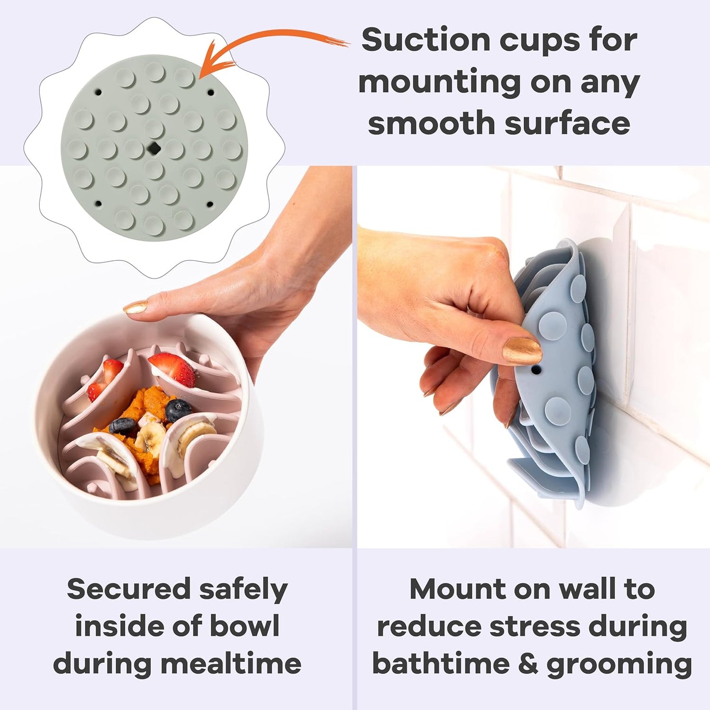 Awoo Great Vibes - Silicone Slow Feeder for Dog Bowls Over 5.5 Inches - Non-Slip, Wet and Dry Food-Compatible Pet Dish with Suction Cups - Extends Mealtime for Fast Eaters - Dishwasher Safe (Sage)