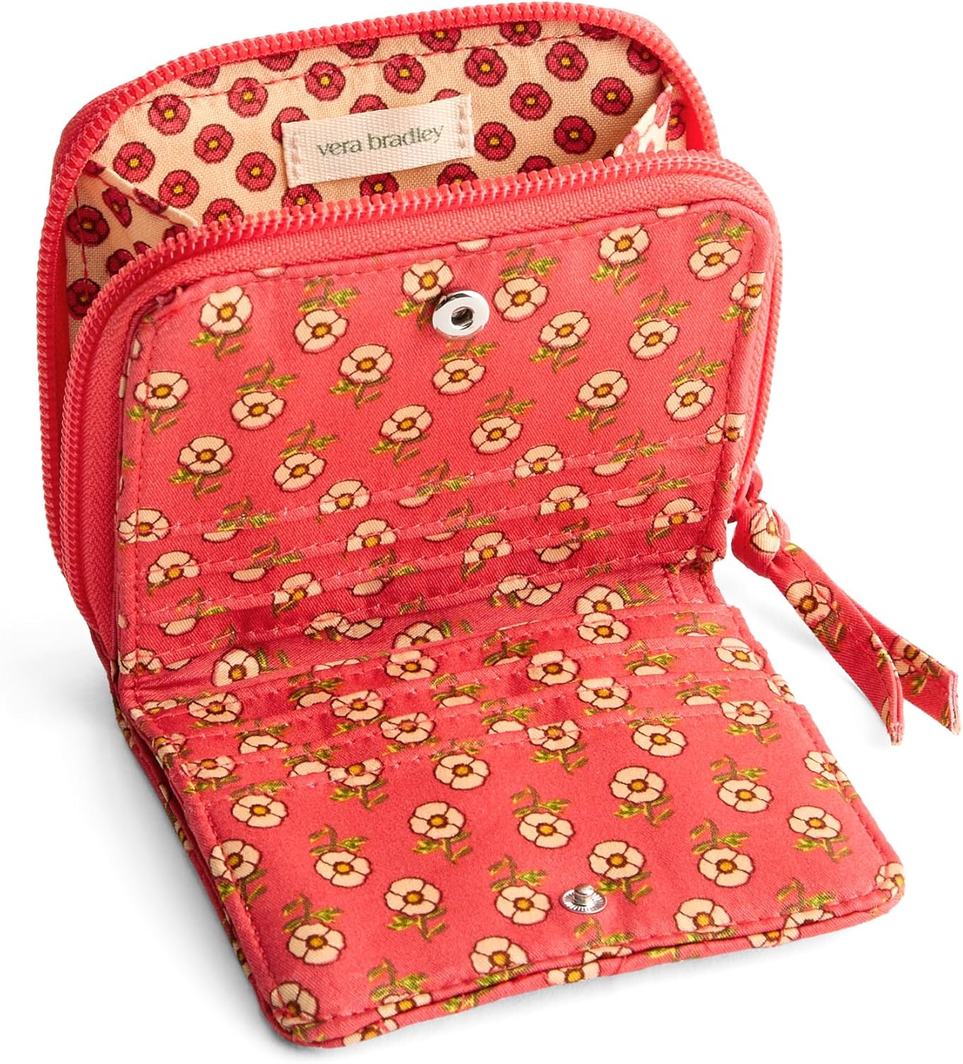 Vera Bradley Women's Premium Cotton Small Zip-Around Wallet, Peacoat, One Size