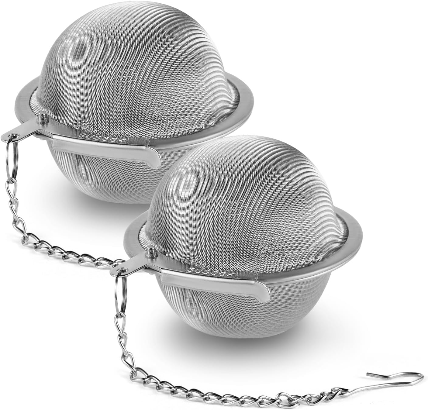 304 Stainless Steel Tea Strainers for Loose Tea Infuser Ball, Extra-Fine Mesh Tea Ball, Tea Holder Loose Leaf Tea Steeper, Tea Diffuser for Rooibos, Black Tea, Herbal & Spices (Small x 2)
