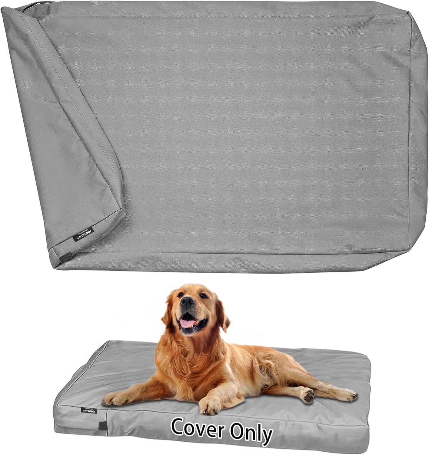 Dog Bed Covers Replacement Washable, Waterproof Removable Canvas Pet Bed Cover for Dog/Cat with Zipper, 34x22x3.5 Inches (Gray)